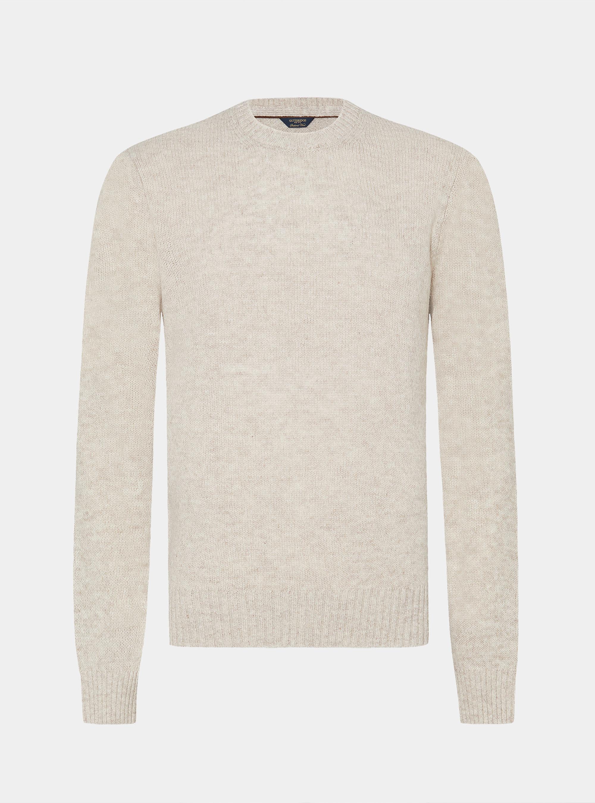 Maglia girocollo in pura lana shetland, ECRU