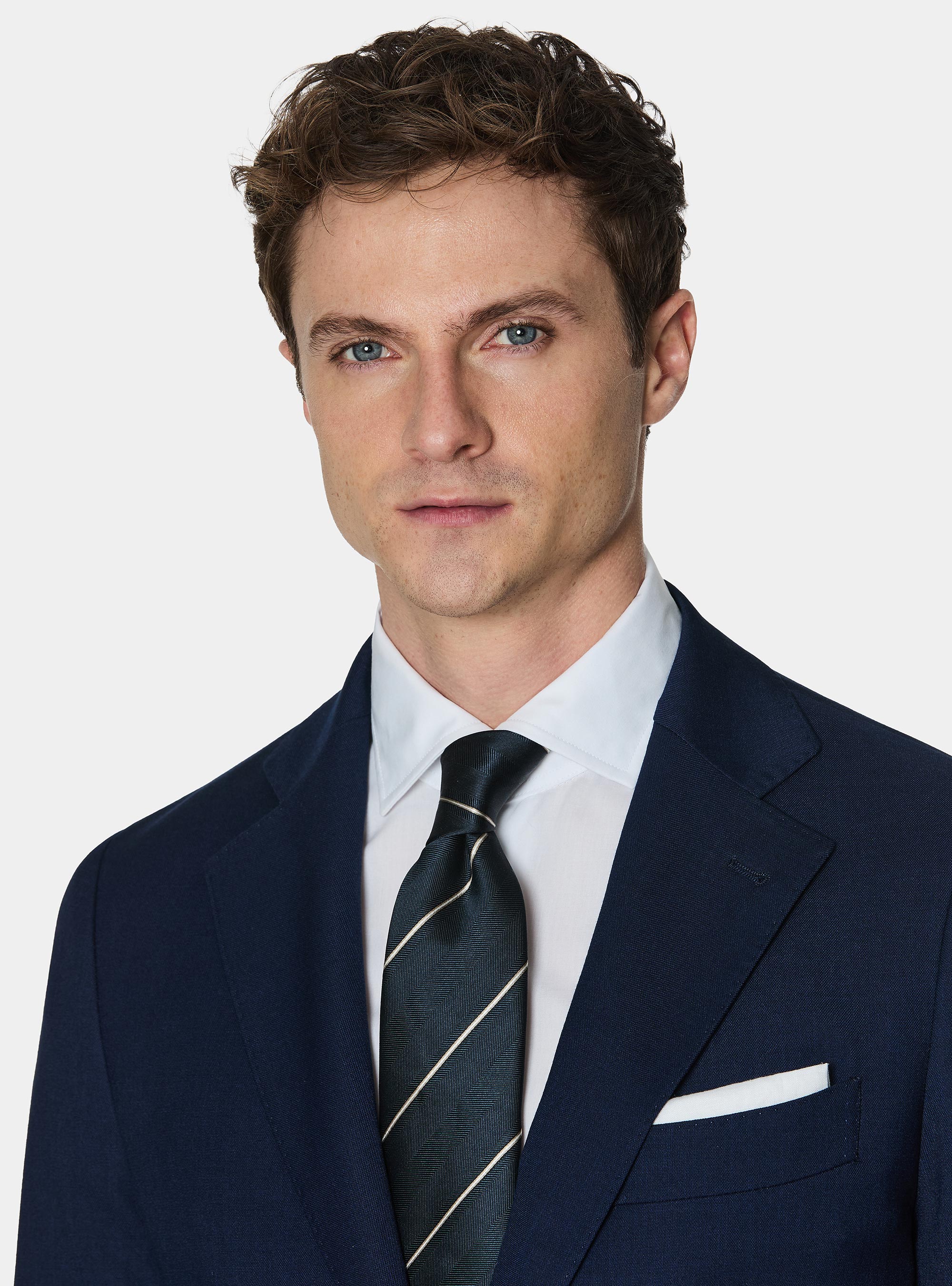 Giacca abito in tessuto hopsack, BLU NAVY