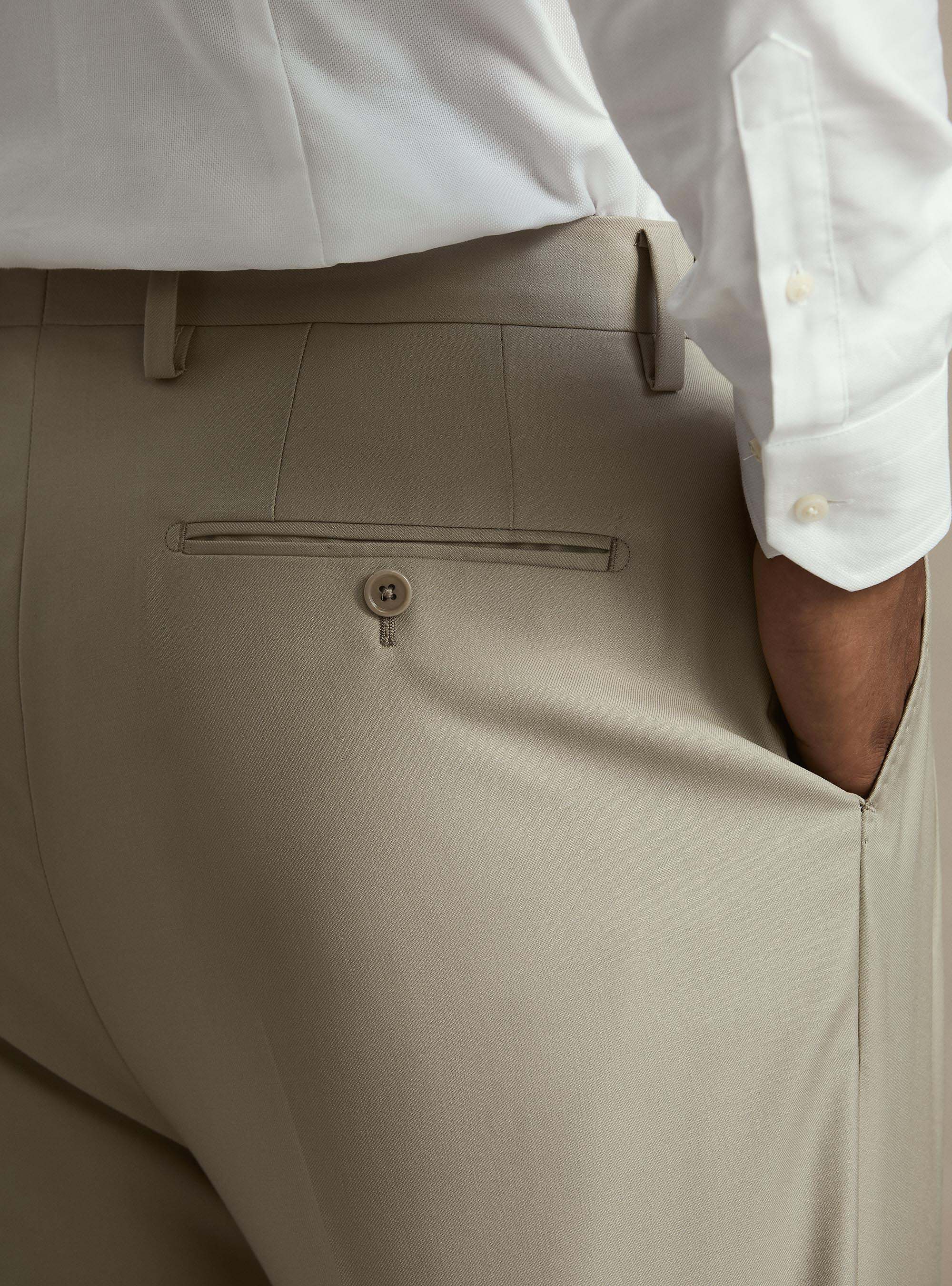 Pantaloni con pince in lana Vitale Barberis Canonico, SABBIA 0591C