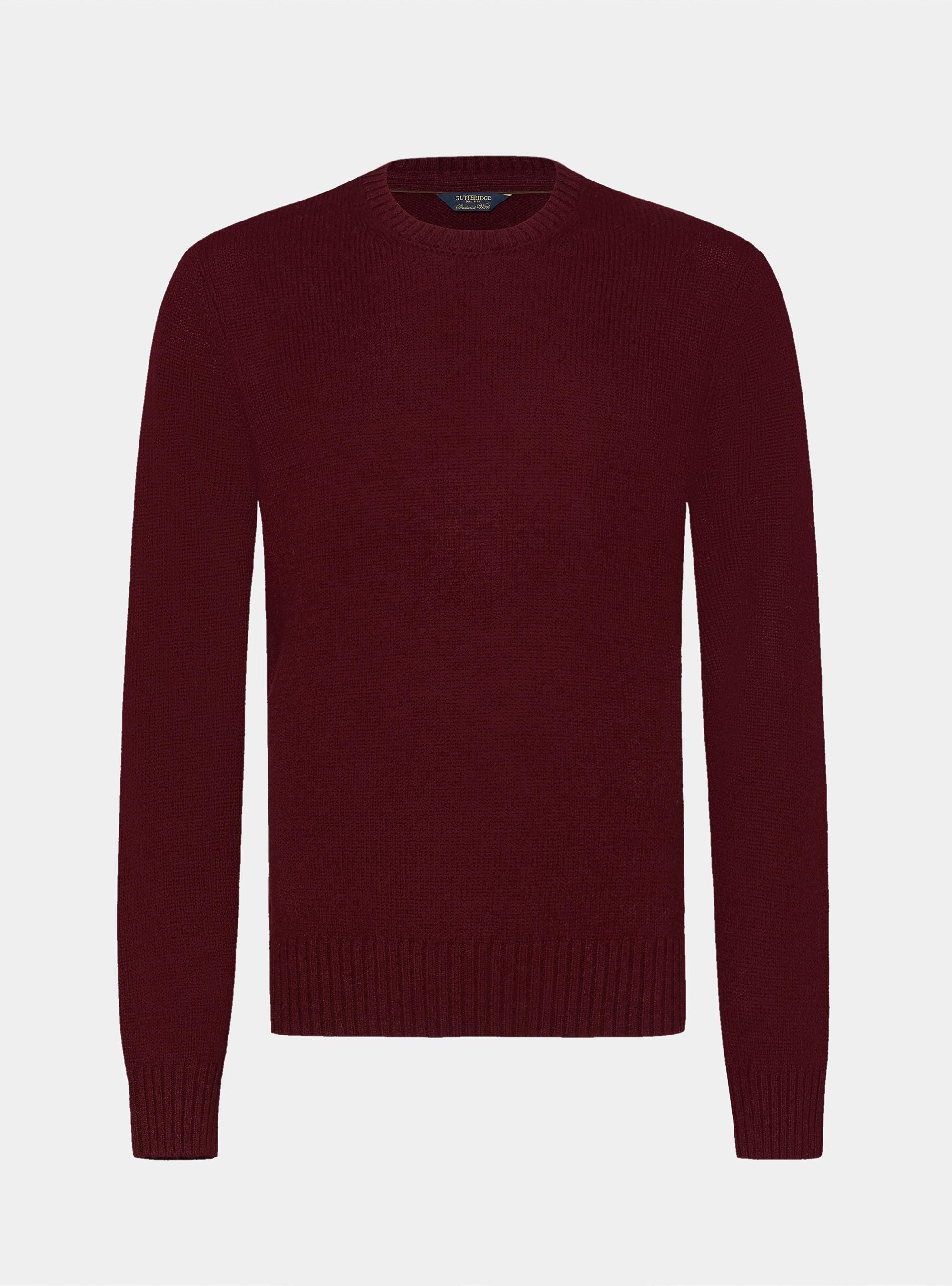 Maglia girocollo in pura lana shetland, BORDEAUX