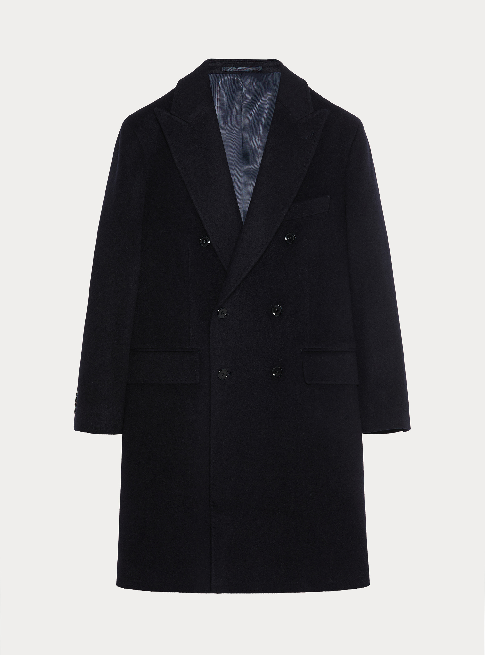 Cappotto doppiopetto in cashmere, BLU NAVY