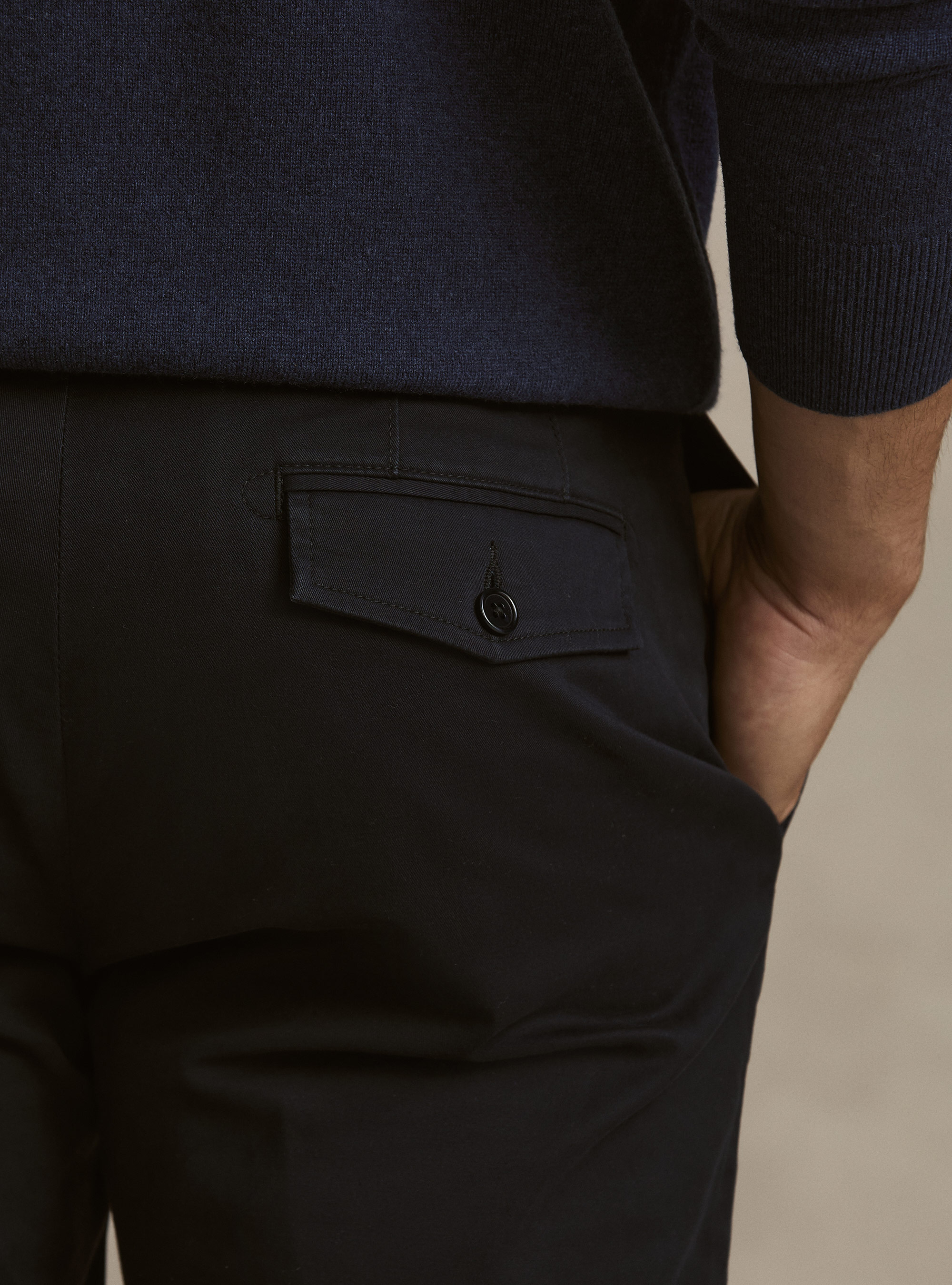 Pantaloni chino slim fit in twill stretch, BLU NAVY
