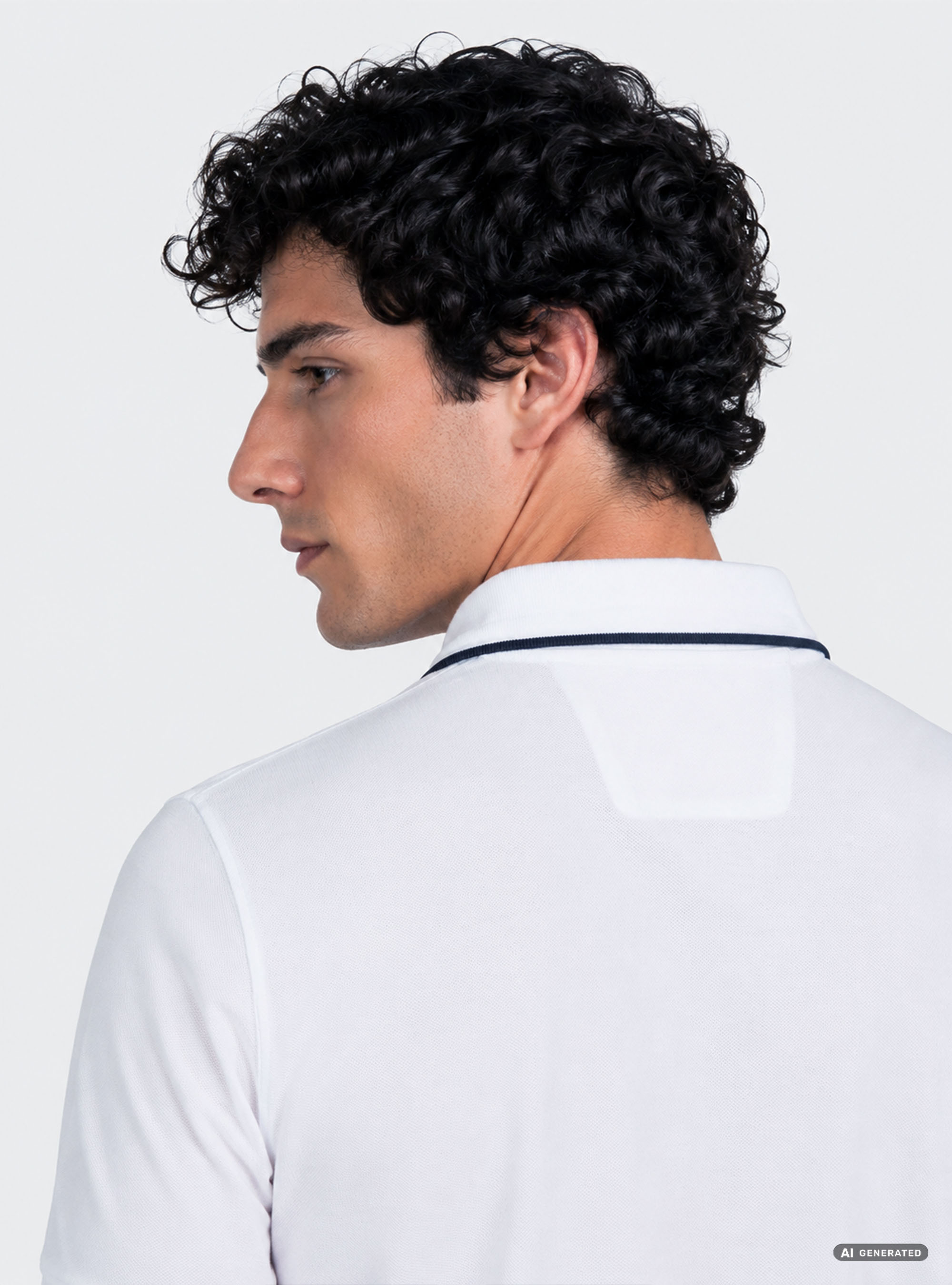 Polo GT01 senza bottoni in piquet stretch, BIANCO