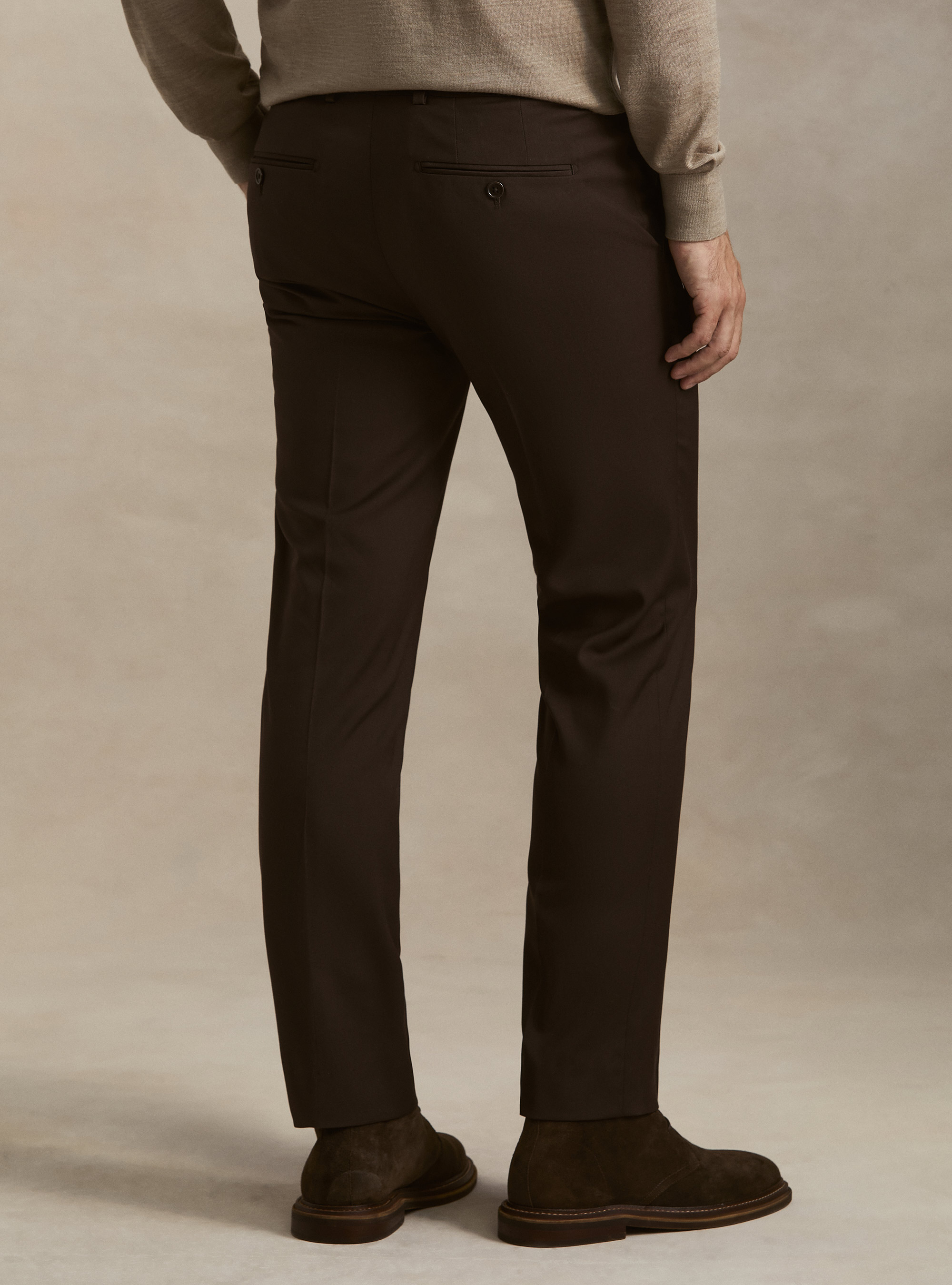 Pantaloni abito classico slim fit, MARRONE