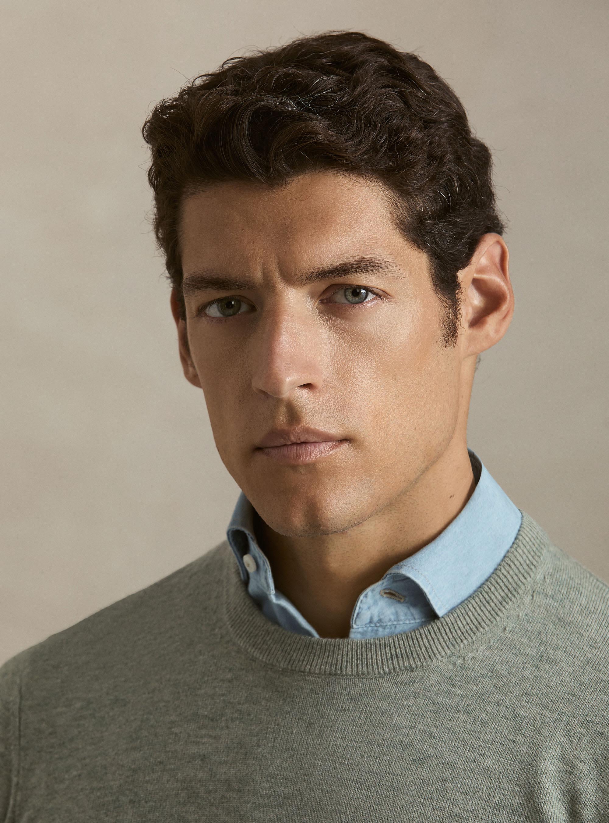 Girocollo in maglia in lana e cashmere, VERDE GIADA 0655C