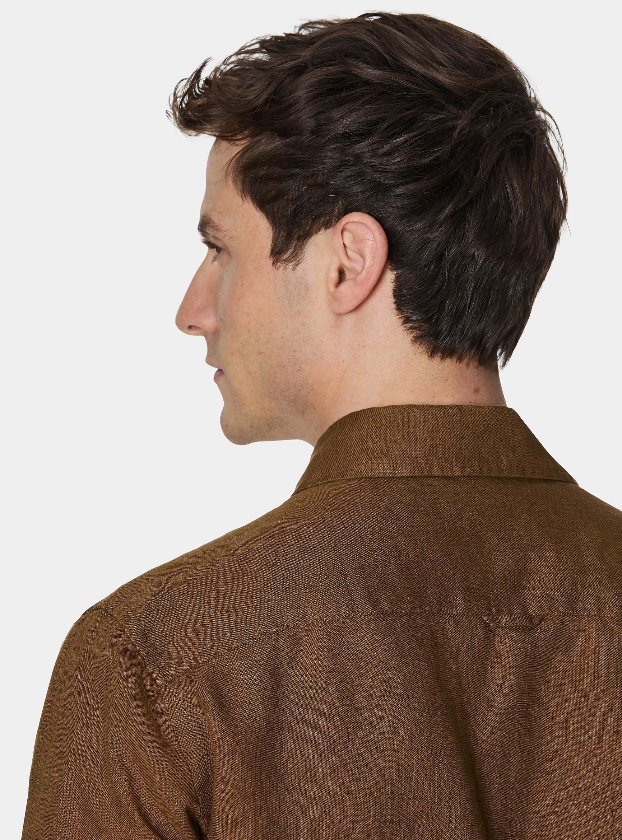 Camicia in puro lino, TABACCO
