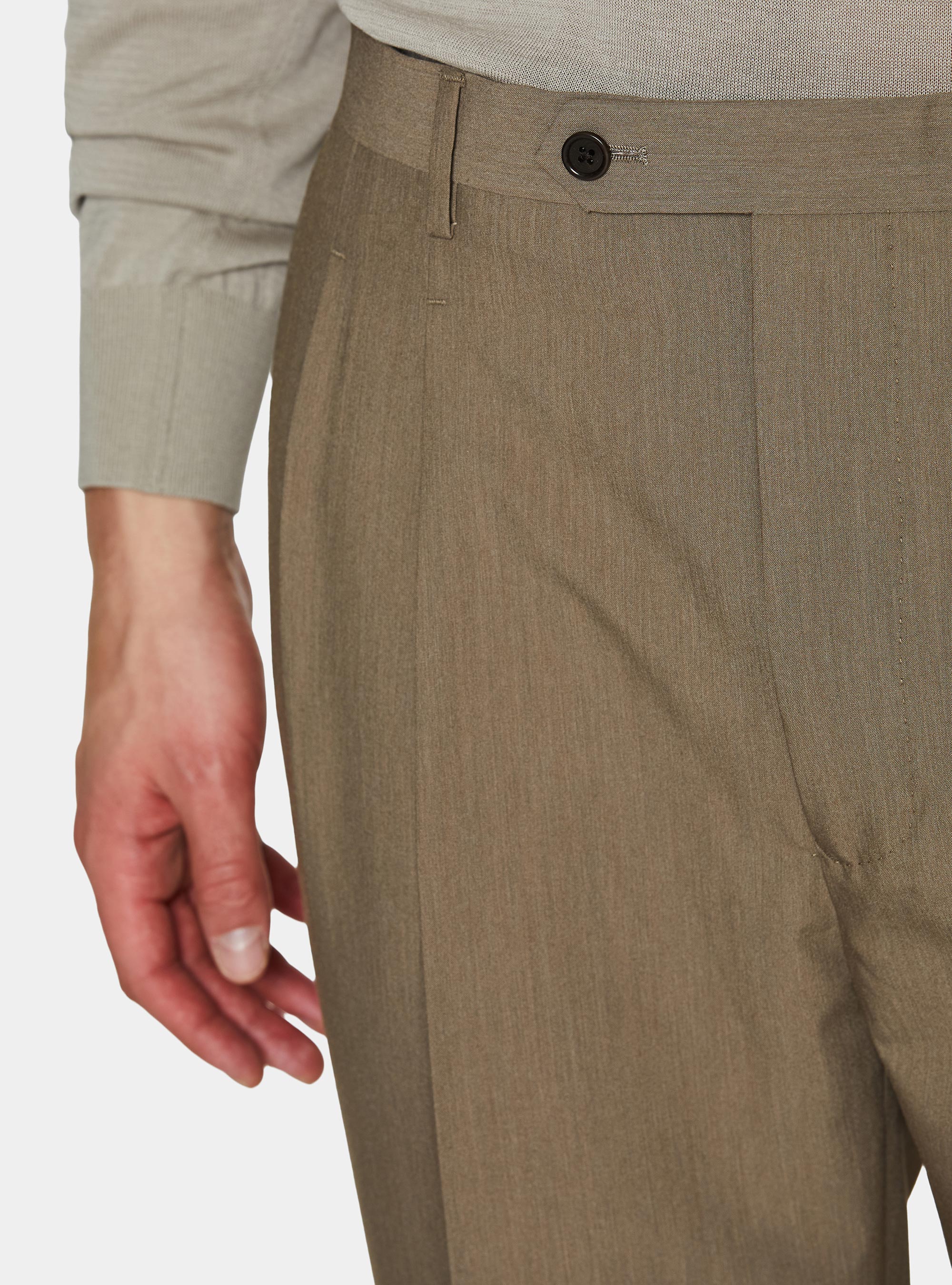 Pantaloni classici con pince, FANGO