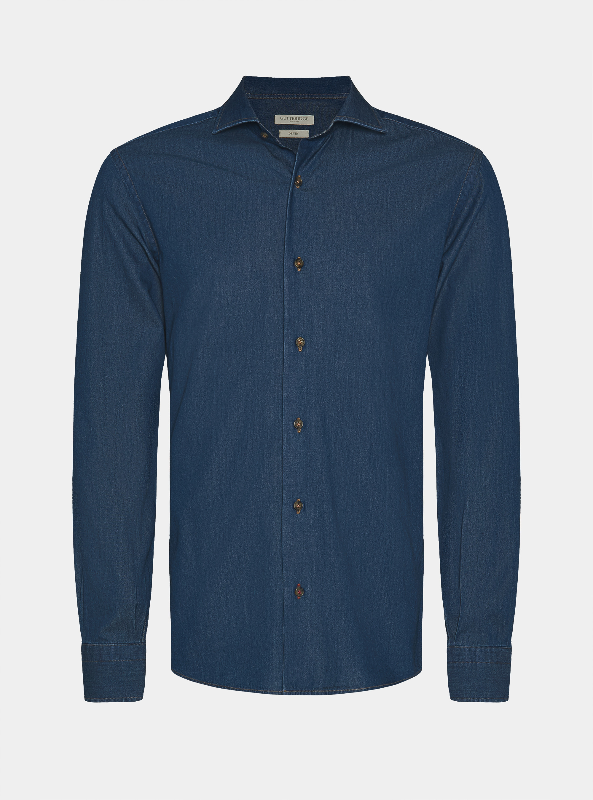 Camicia in cotone chambray, BLU NAVY