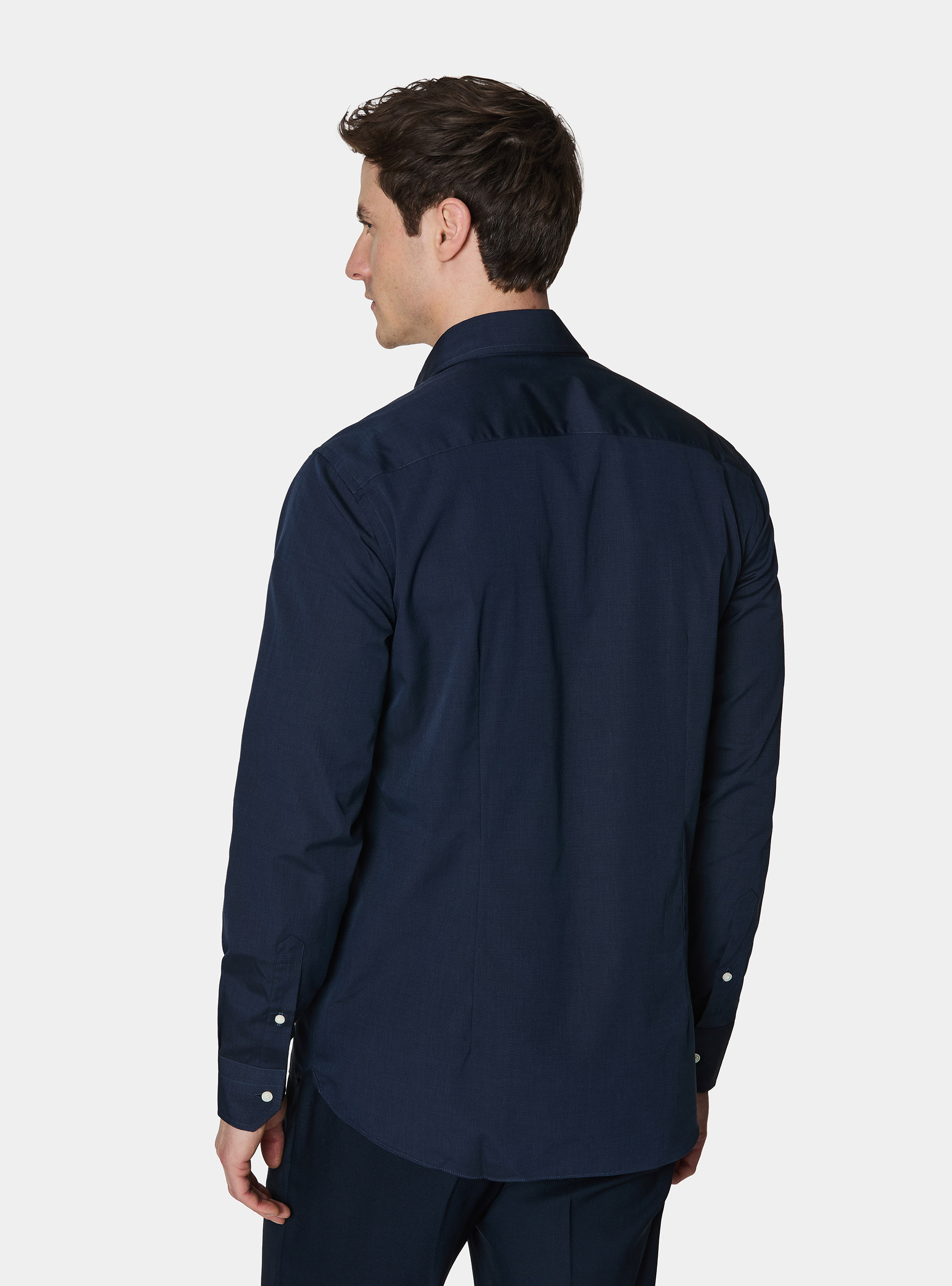Camicia in cotone fil a fil, BLU NAVY
