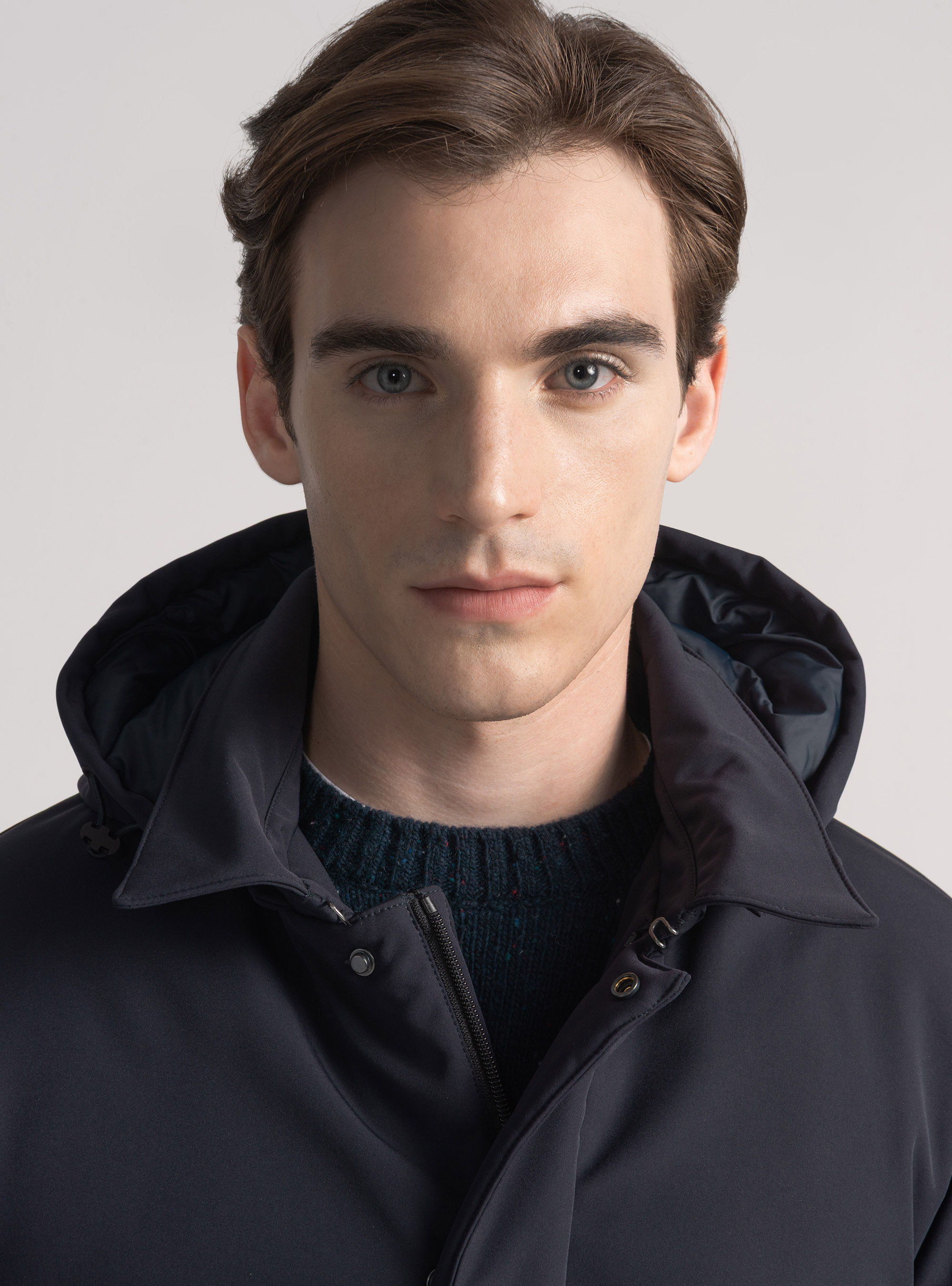 Parka tecnico con cappuccio, BLU NAVY