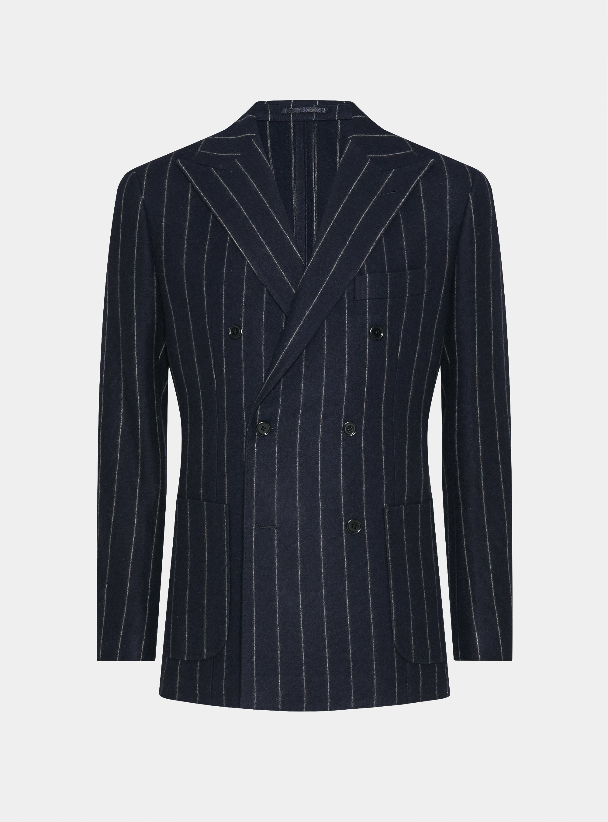 Giacca per abito doppiopetto in jersey gessato, BLU NAVY