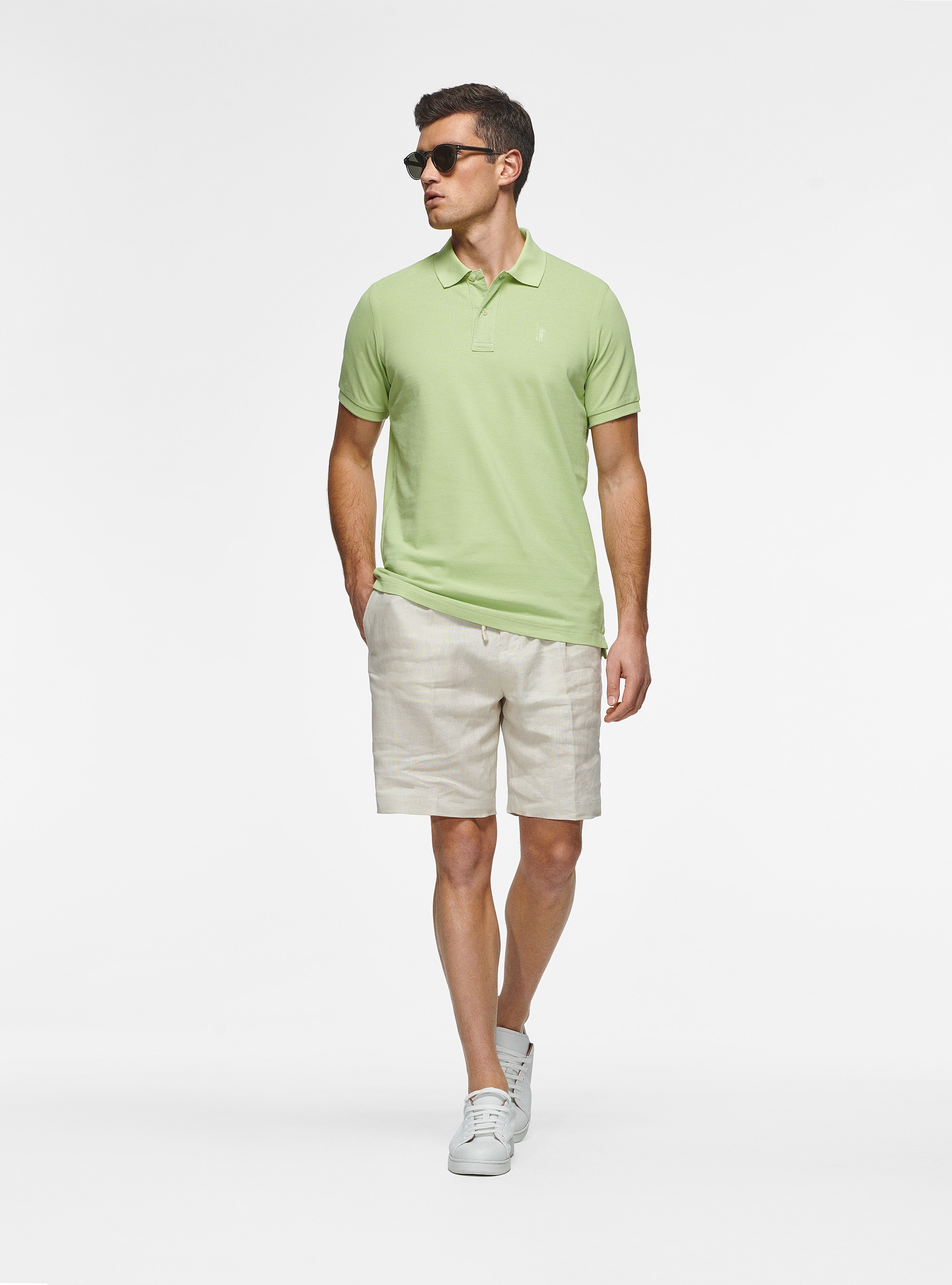 Polo classica in piquet, 0620C VERDE CHIARO
