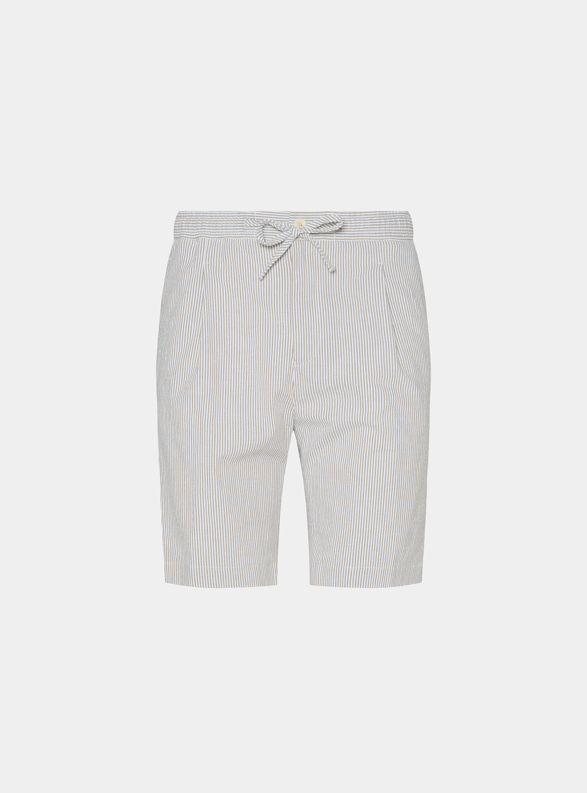 Bermuda in cotone stretch seersucker con coulisse, SABBIA