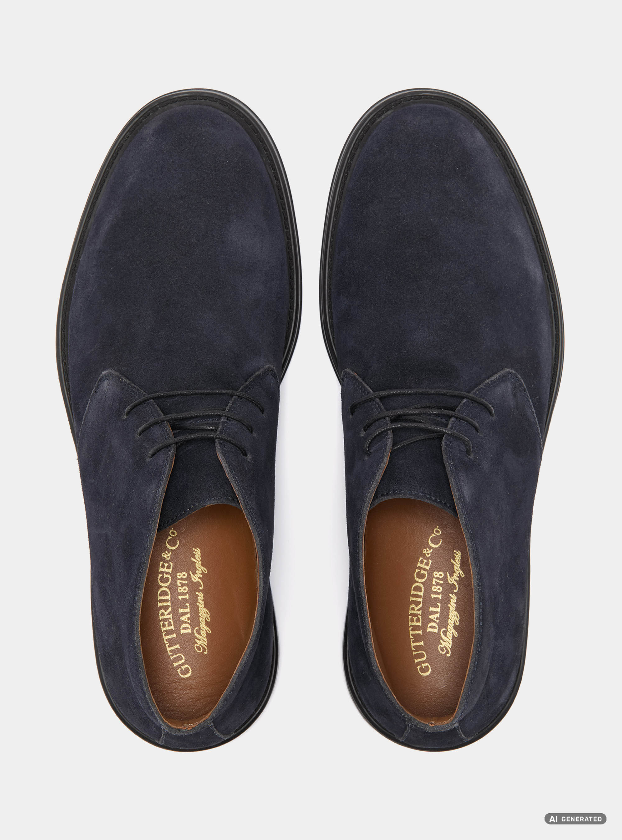 Polacchini in suede con suola in gomma, BLU NAVY