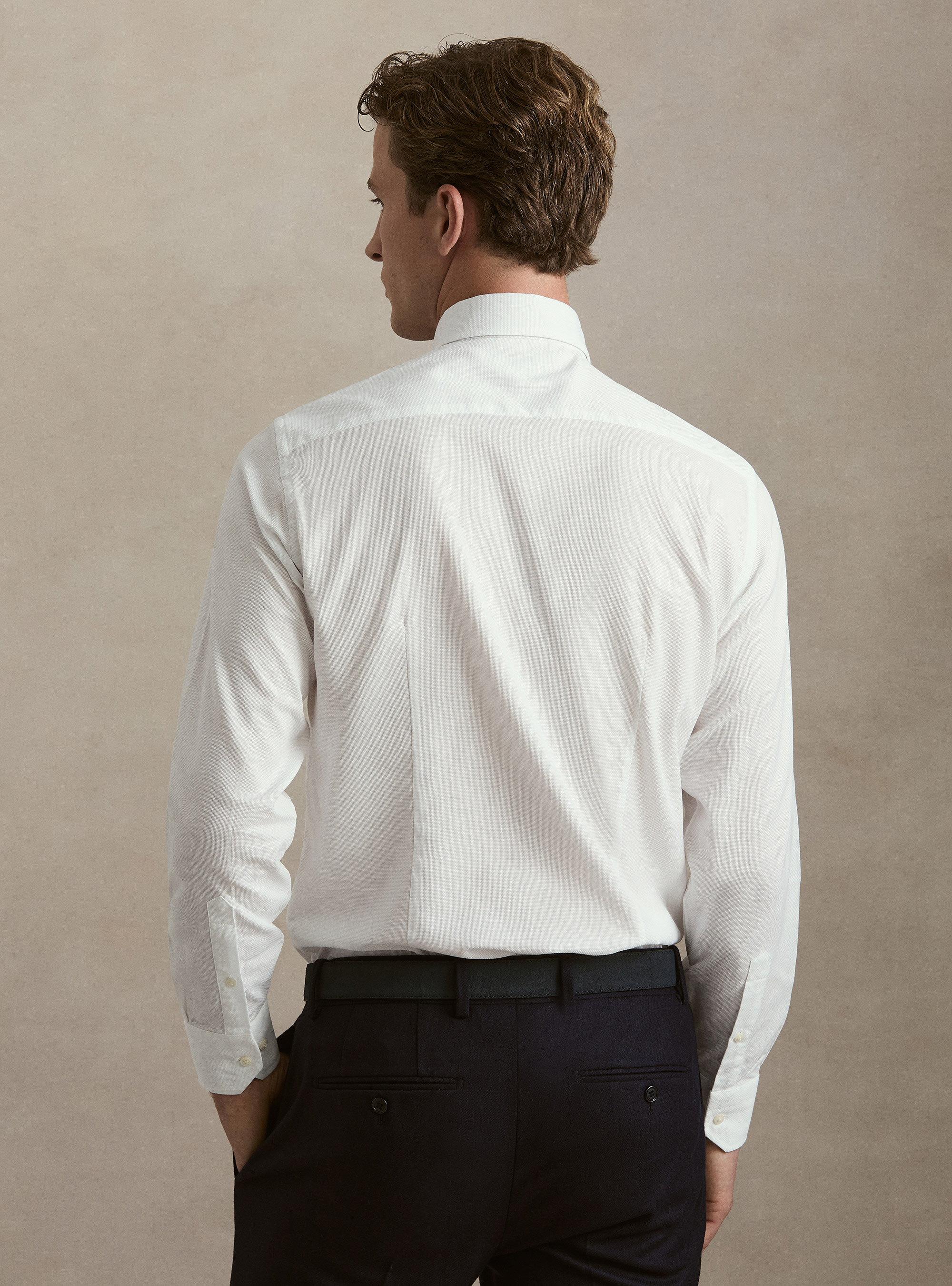 Camicia in cotone operato, BIANCO