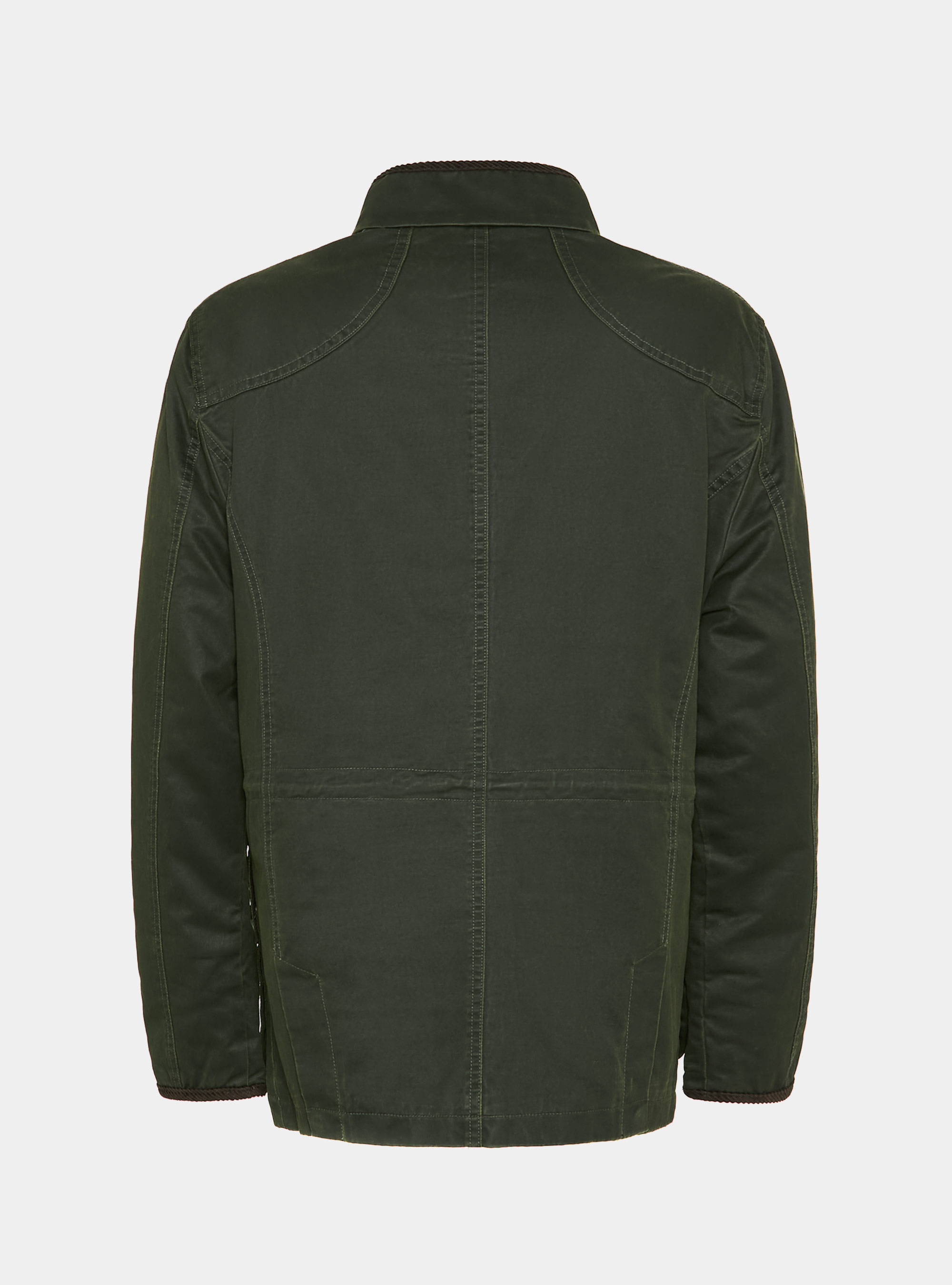 Field jacket in tela cerata di cotone, VERDE