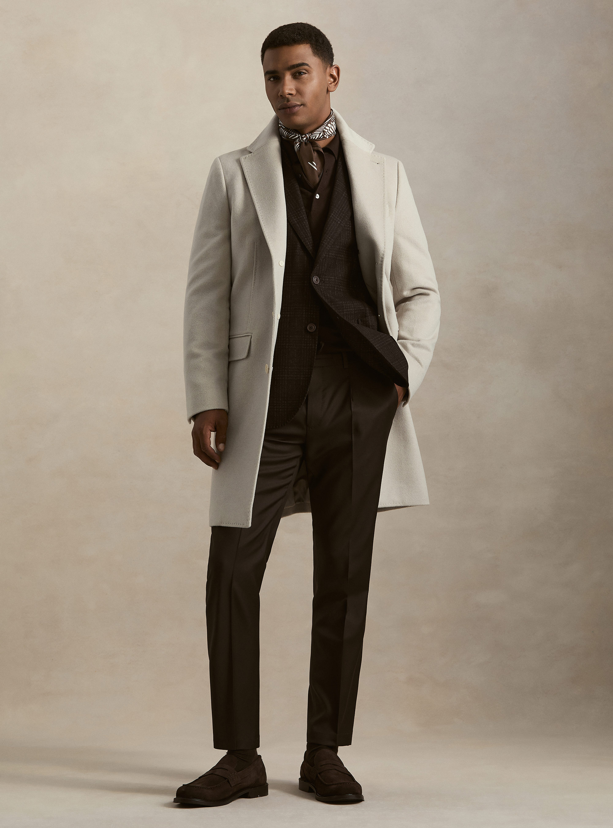 Cappotto monopetto in lana cashmere, ECRU 0536C