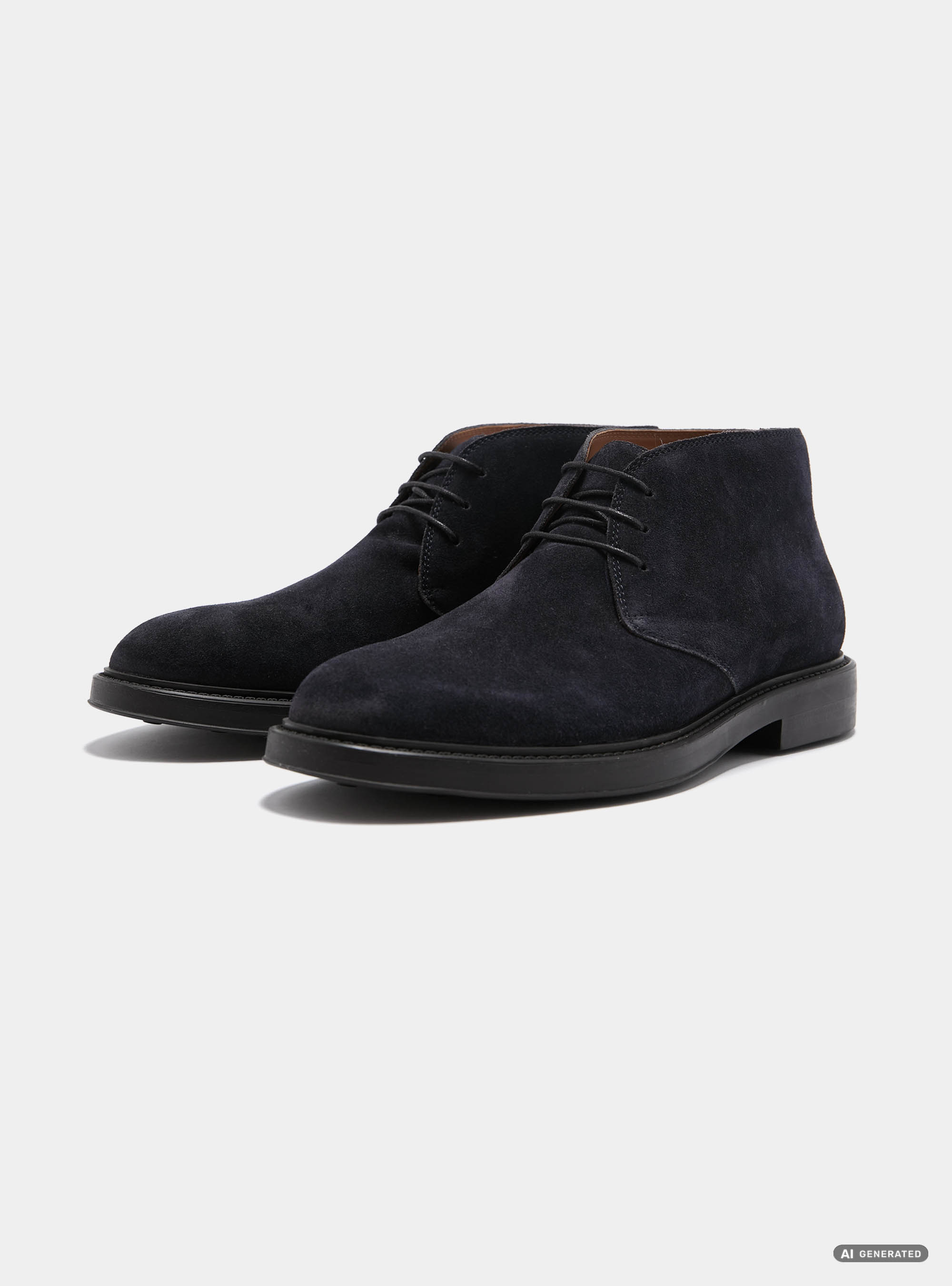 Polacchini in suede con suola in gomma, BLU NAVY
