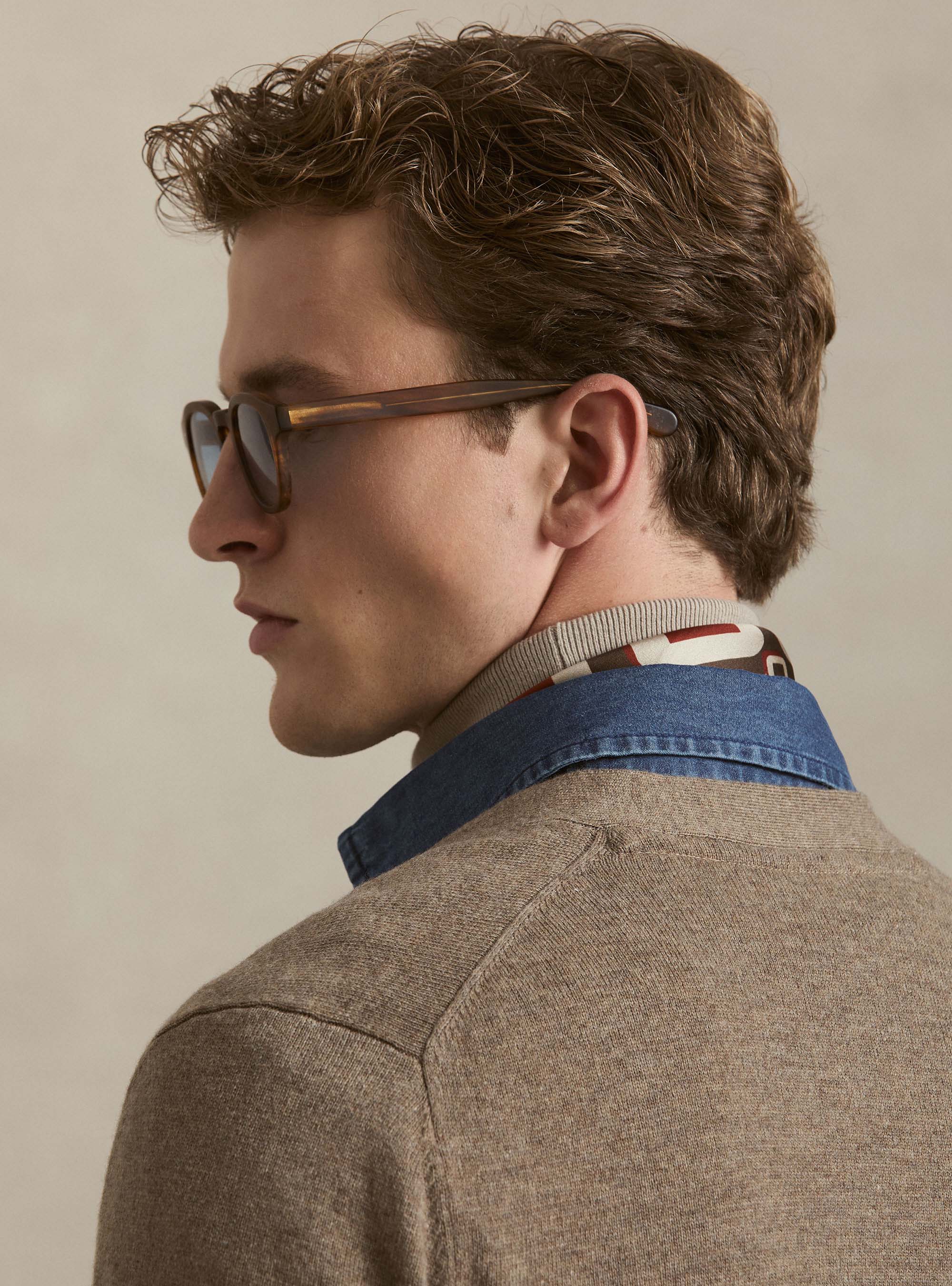 Cardigan in maglia con bottoni in lana lambswool e cashmere, FANGO