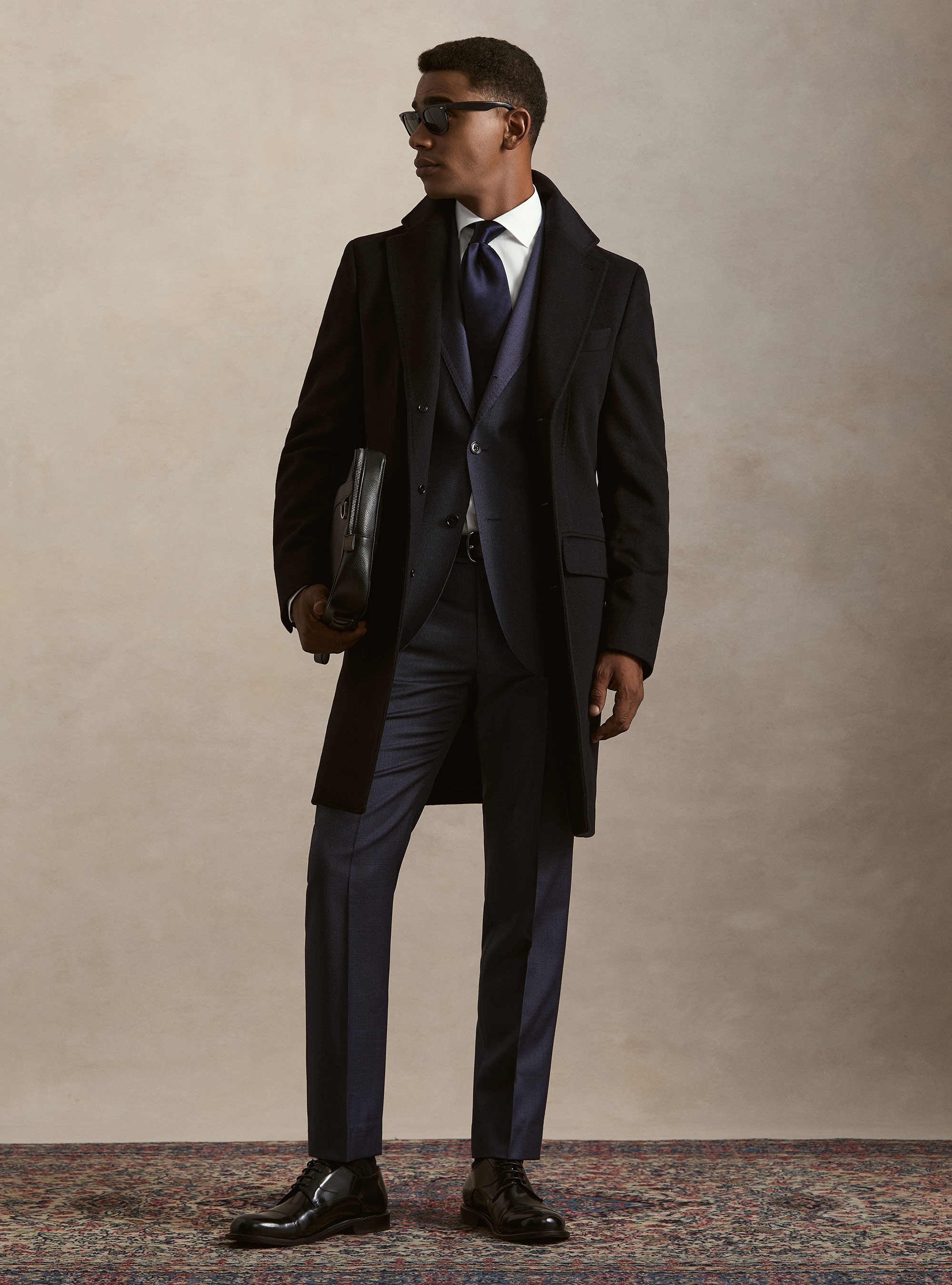 Cappotto monopetto in lana cashmere, BLU NAVY
