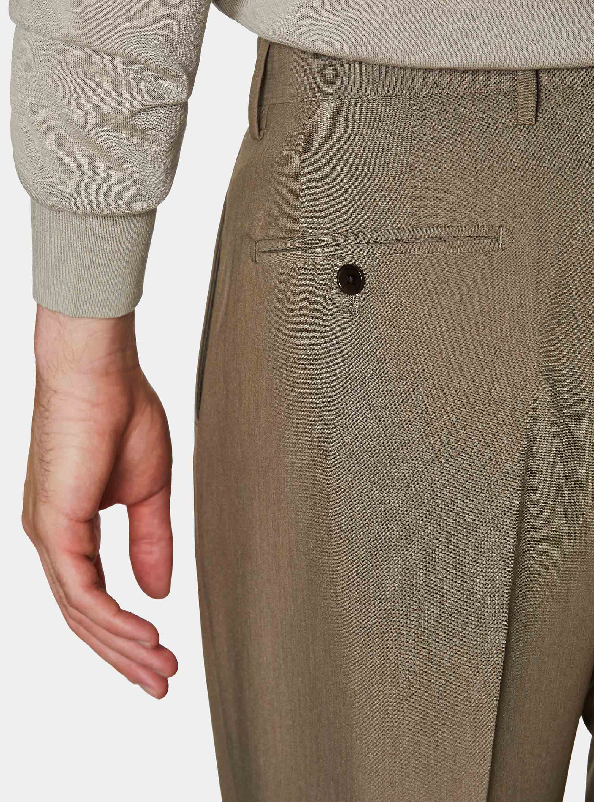 Pantaloni classici con pince, FANGO