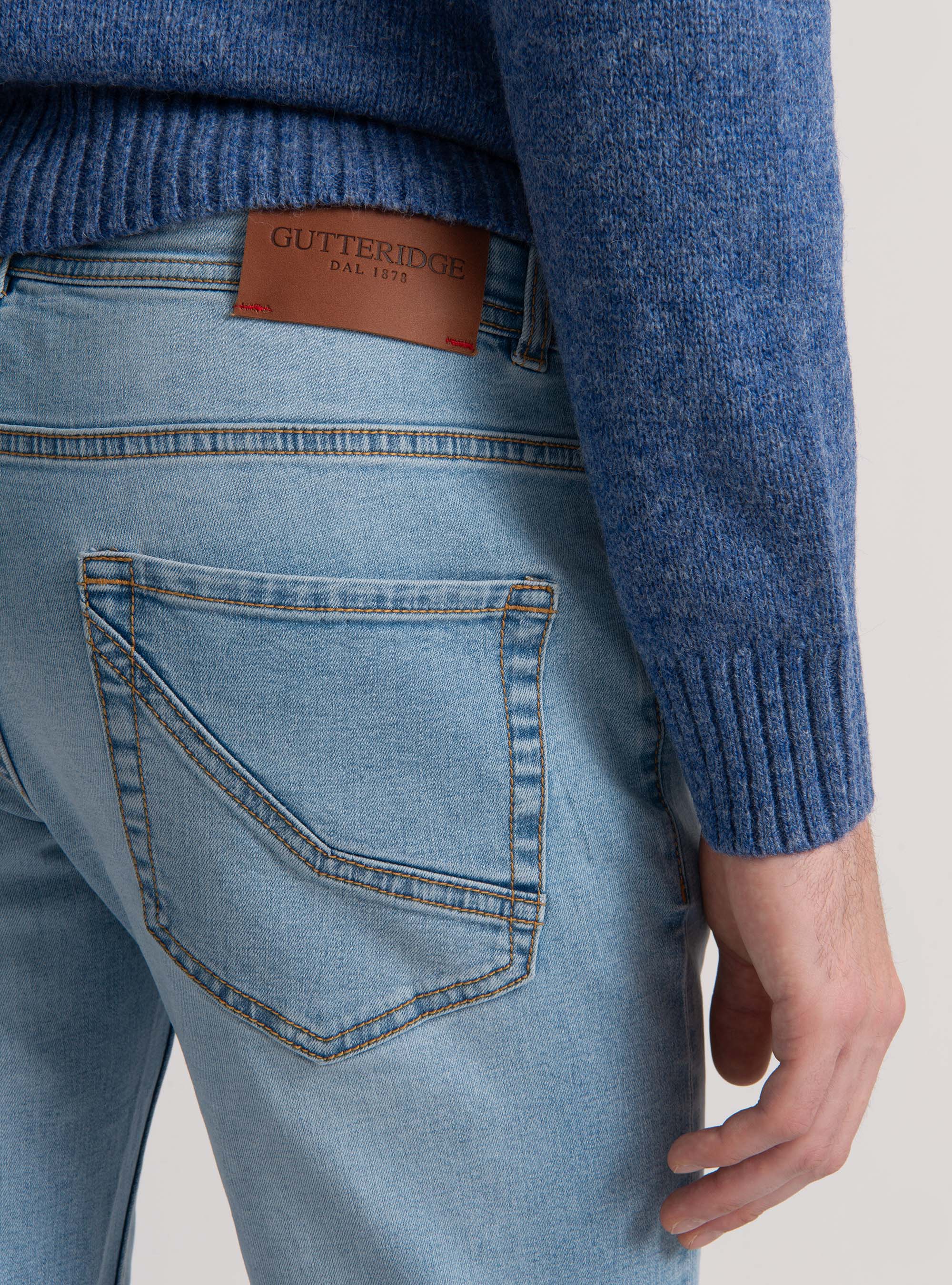 5 Tasche denim regular fit, AZZURRO