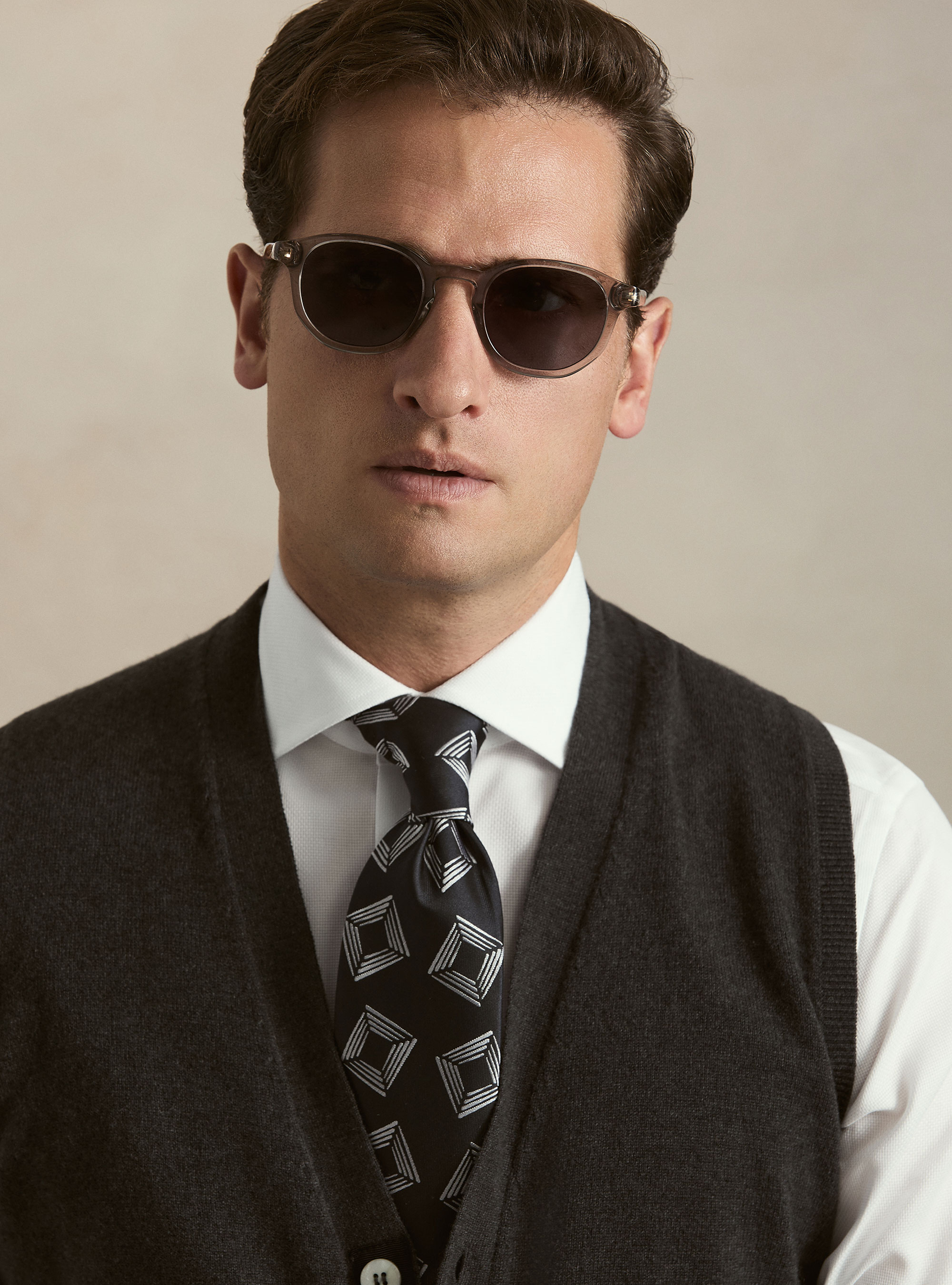 Gilet in maglia in lambswool e cashmere, ASFALTO