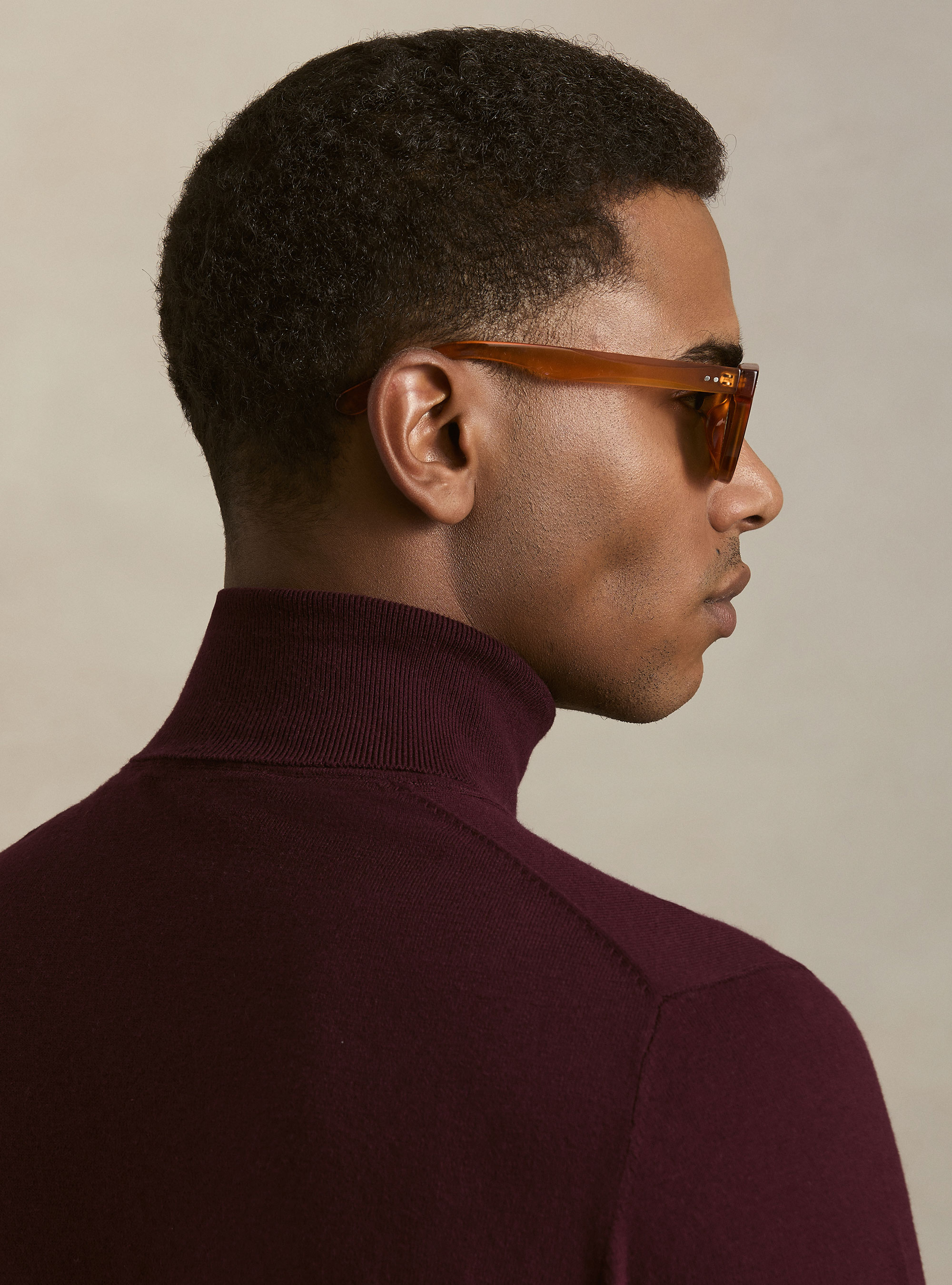 Dolcevita in cotone e cashmere, BORDEAUX