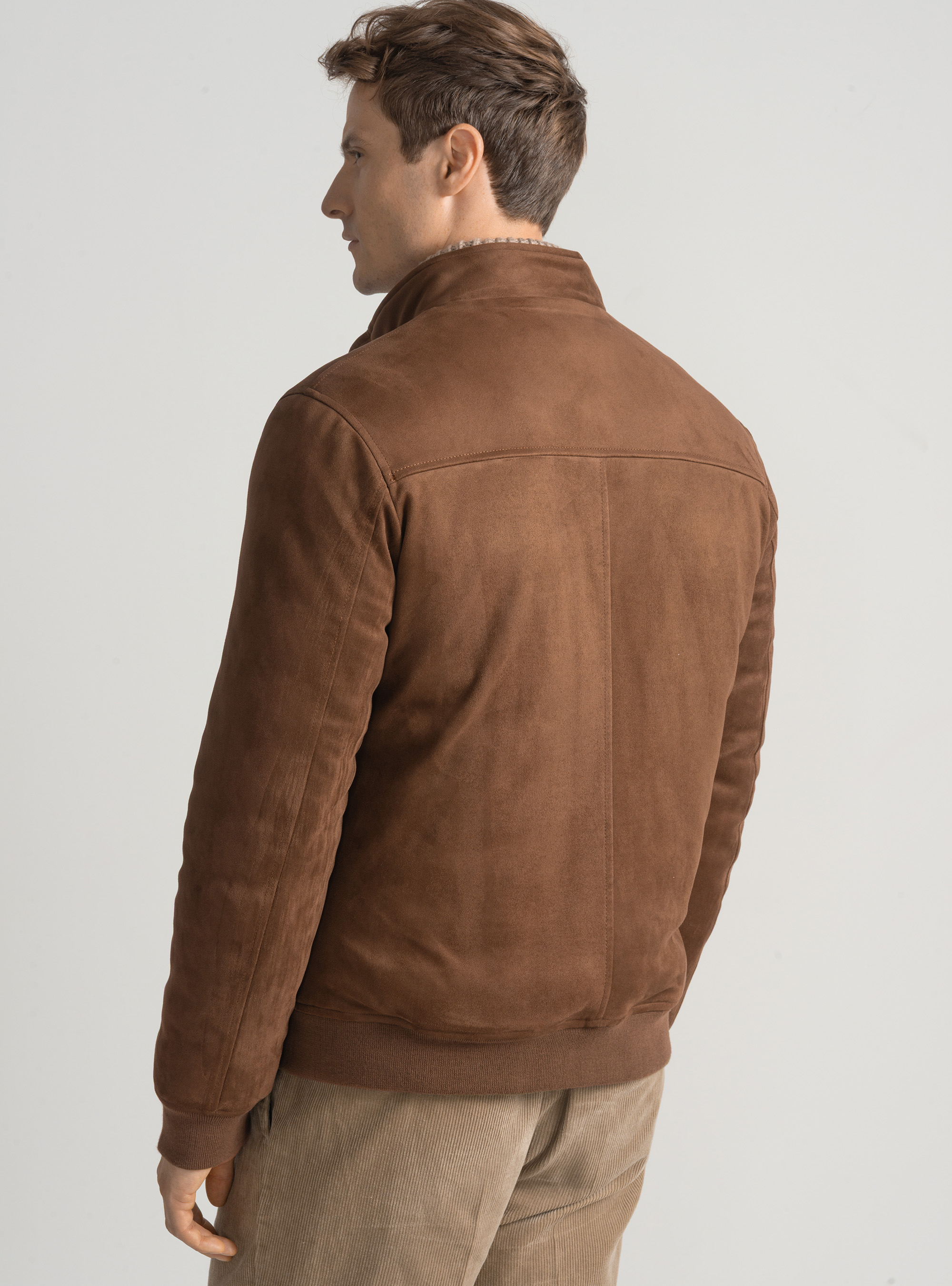 Bomber imbottito effetto suede, MARRONE