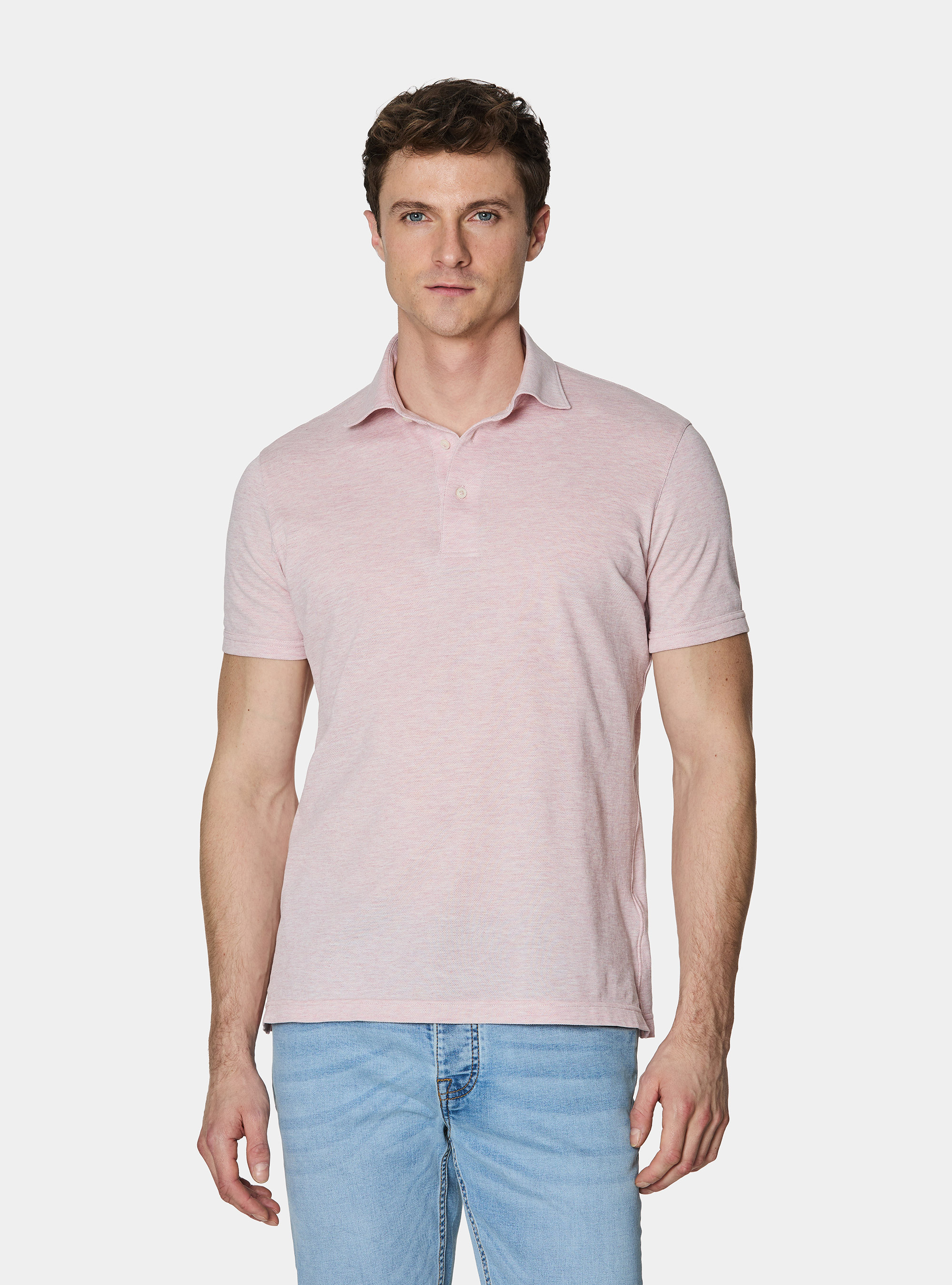 Polo GT01 in piquet stretch, ROSA CHIARO
