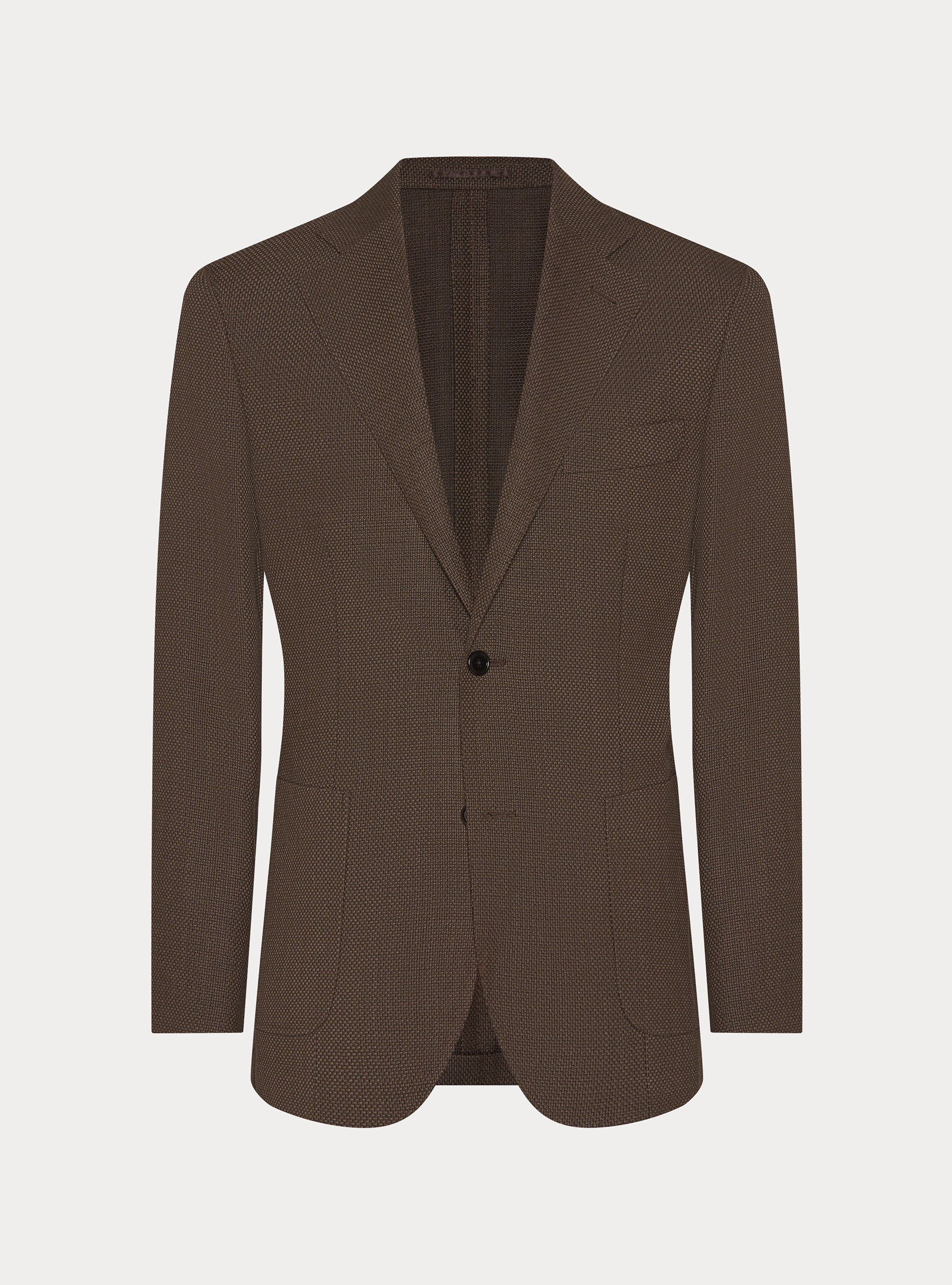 Giacca in lana hopsack, MARRONE