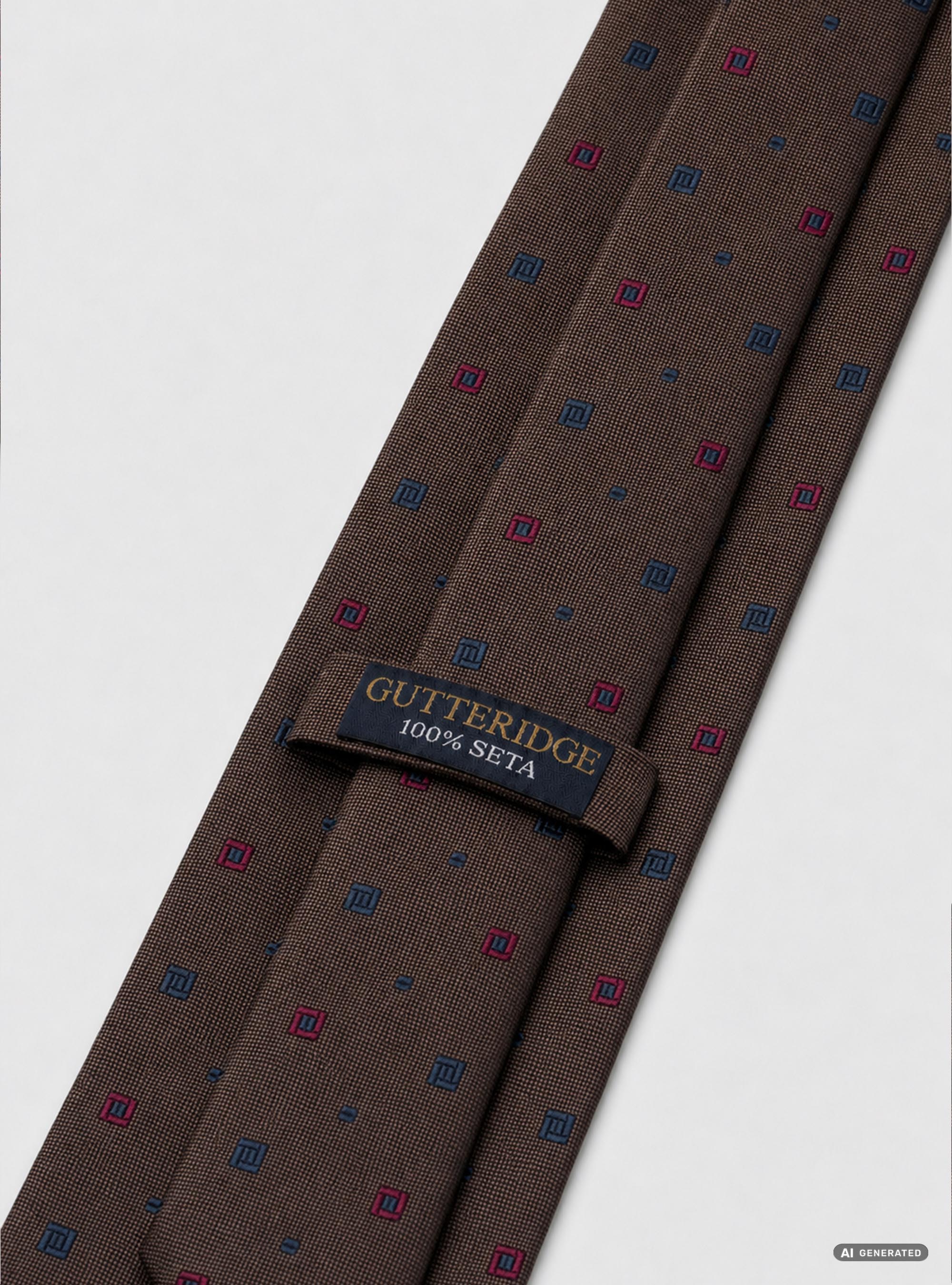 Cravatta in seta jacquard con micro fantasia, MARRONE