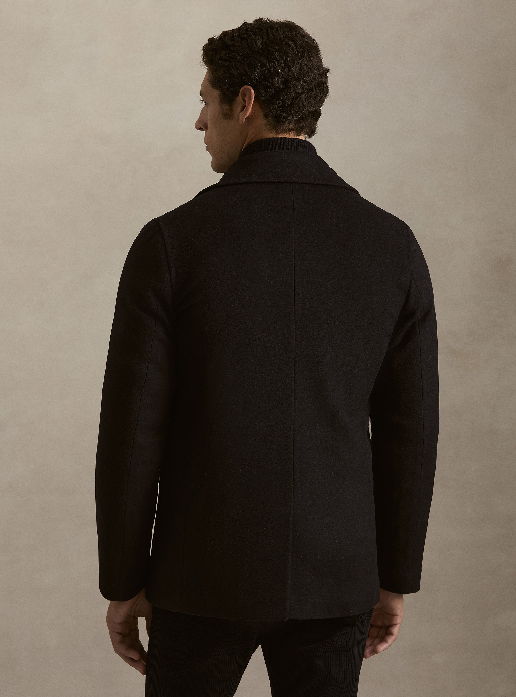 Peacoat in lana cashmere, BLU NAVY