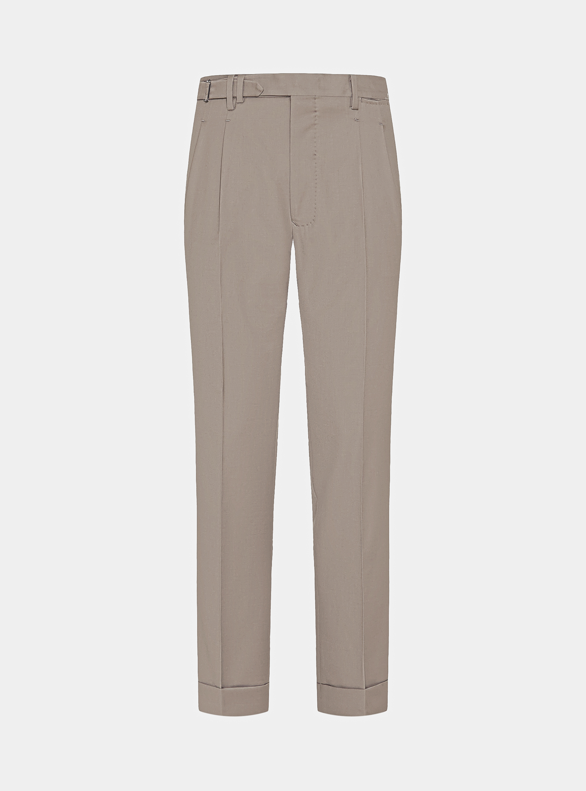 Pantaloni con pince in lana Vitale Barberis Canonico, FANGO