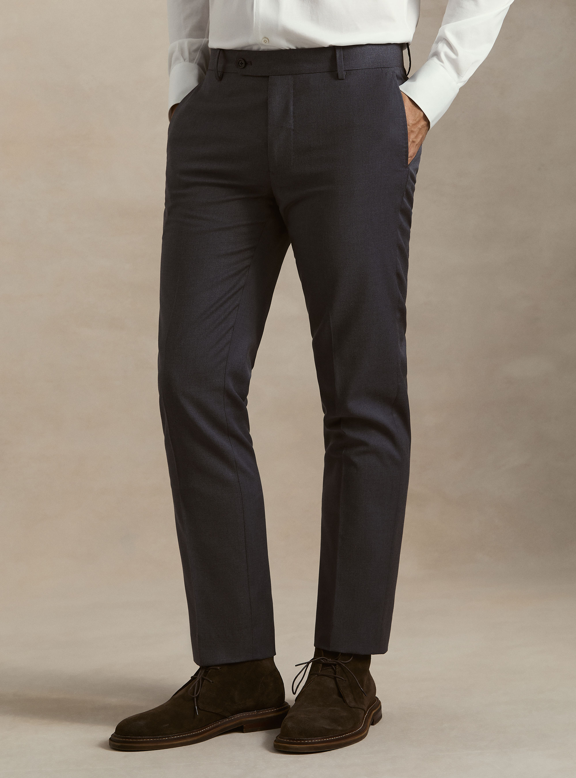 Pantaloni abito classico slim fit, INCHIOSTRO