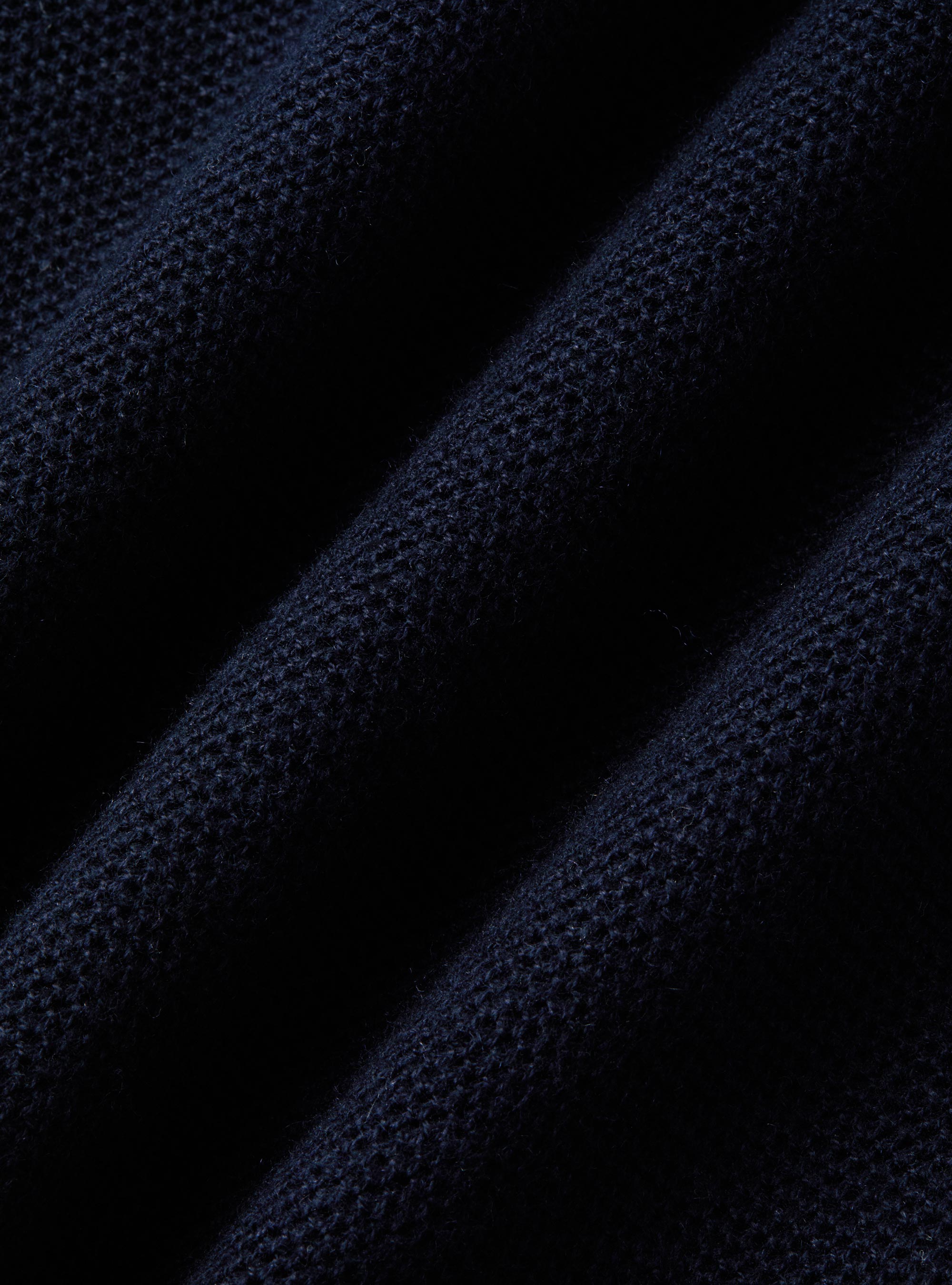 Dolcevita in maglia nido d'ape in cotone e cashmere, BLU NAVY