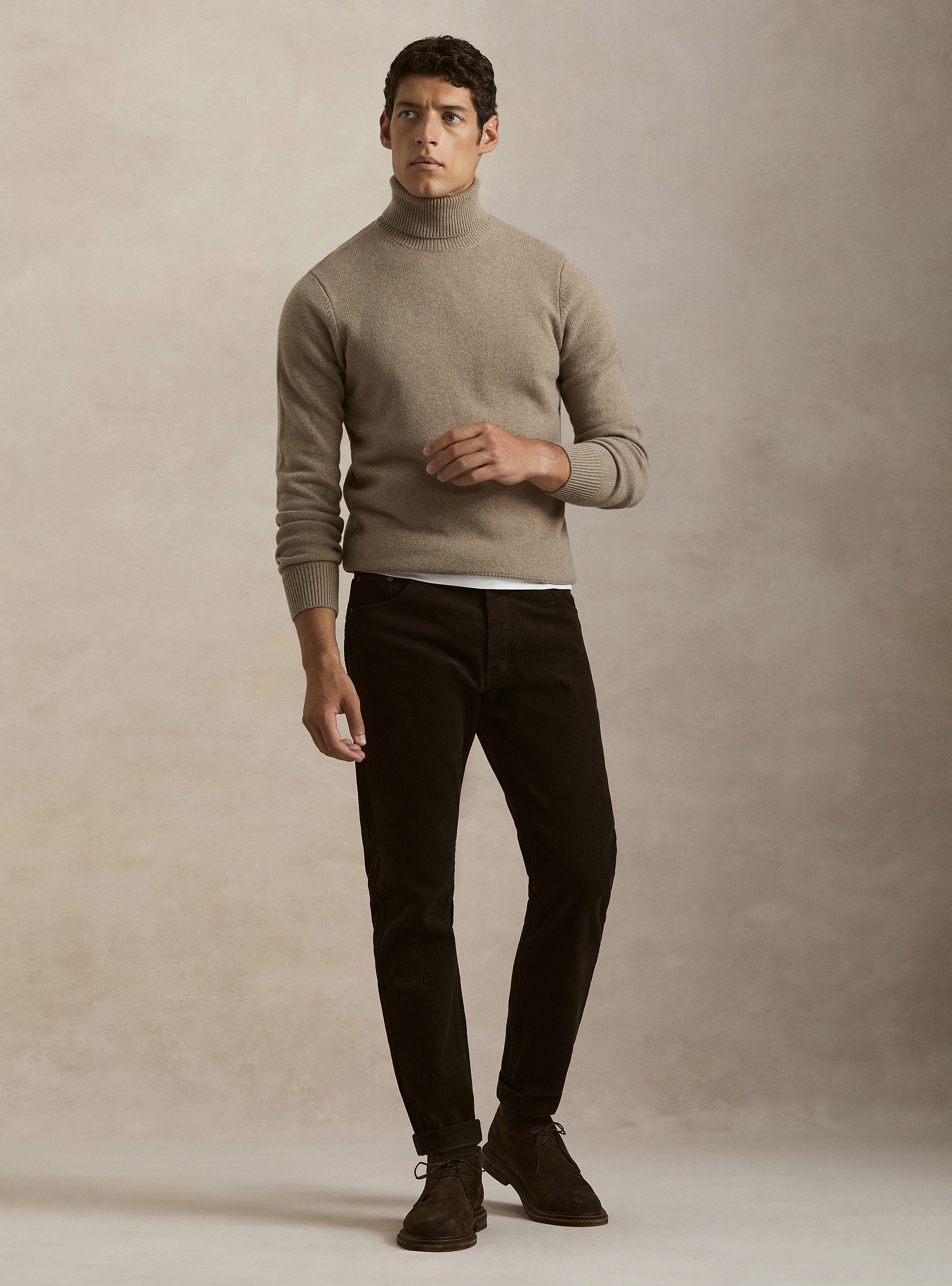 Pantaloni 5 tasche in velluto, MARRONE