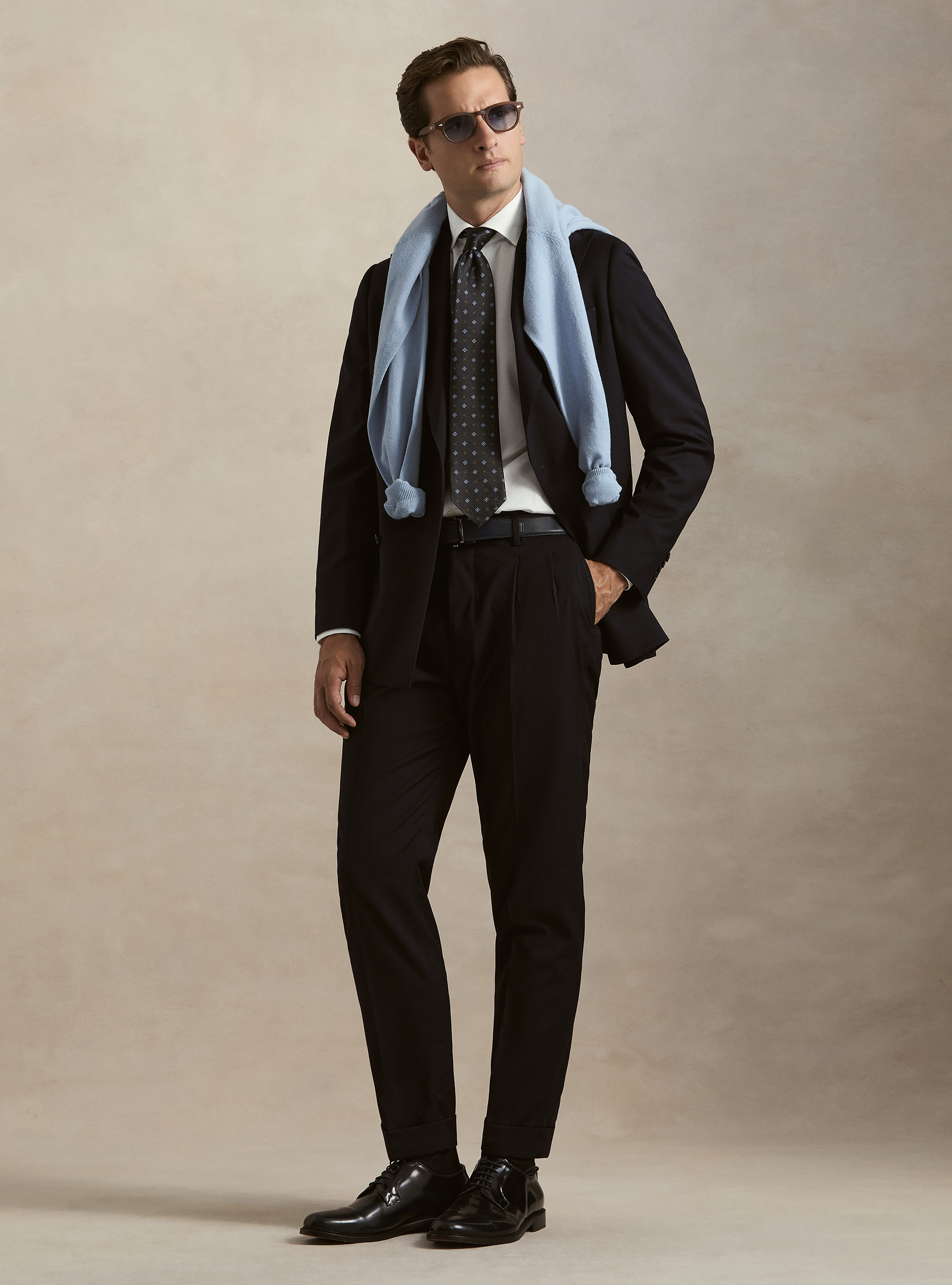 Pantaloni classici con pince, BLU NAVY