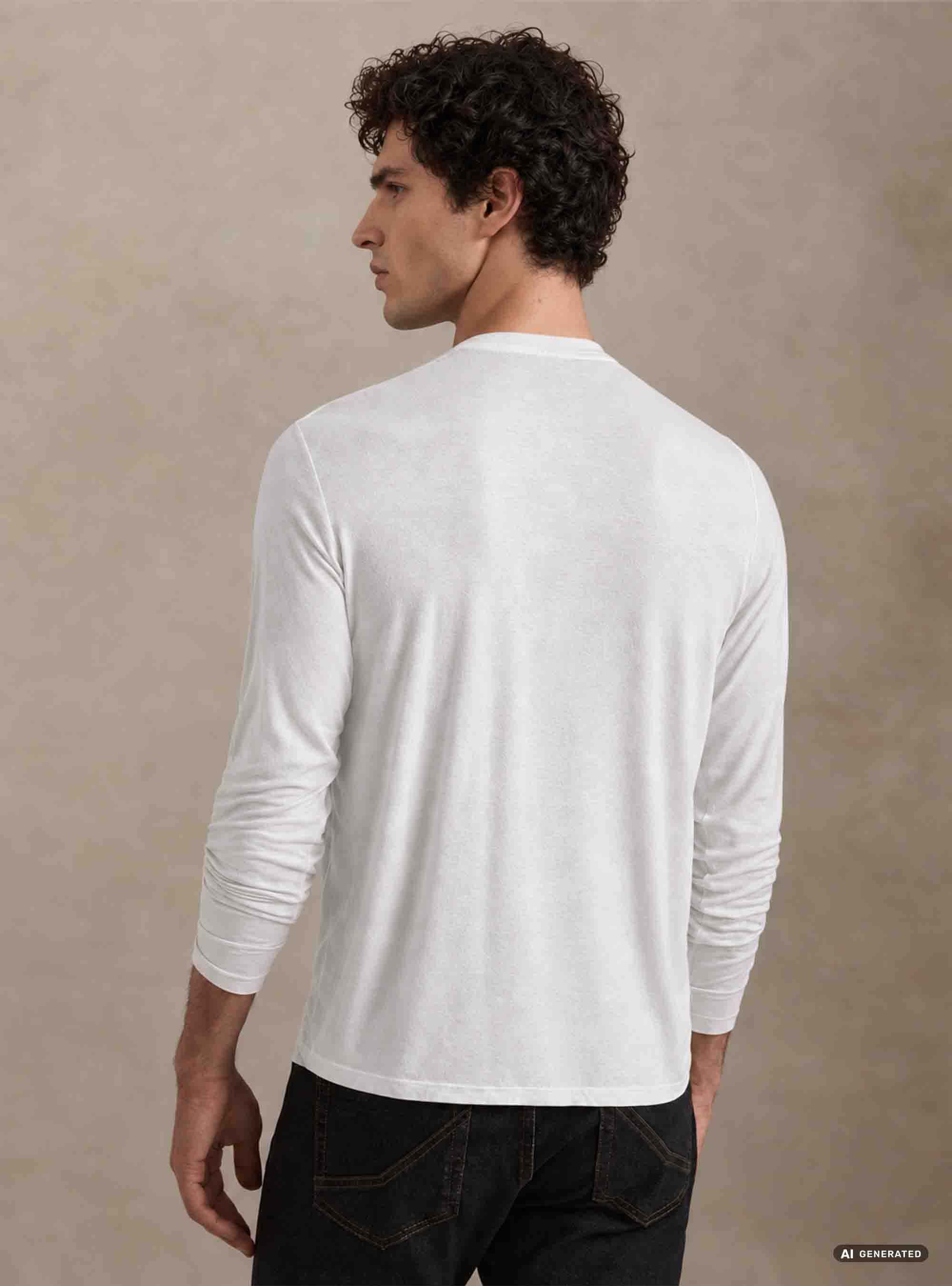 T-shirt manica lunga in misto cashmere, 0055C OFF WHITE