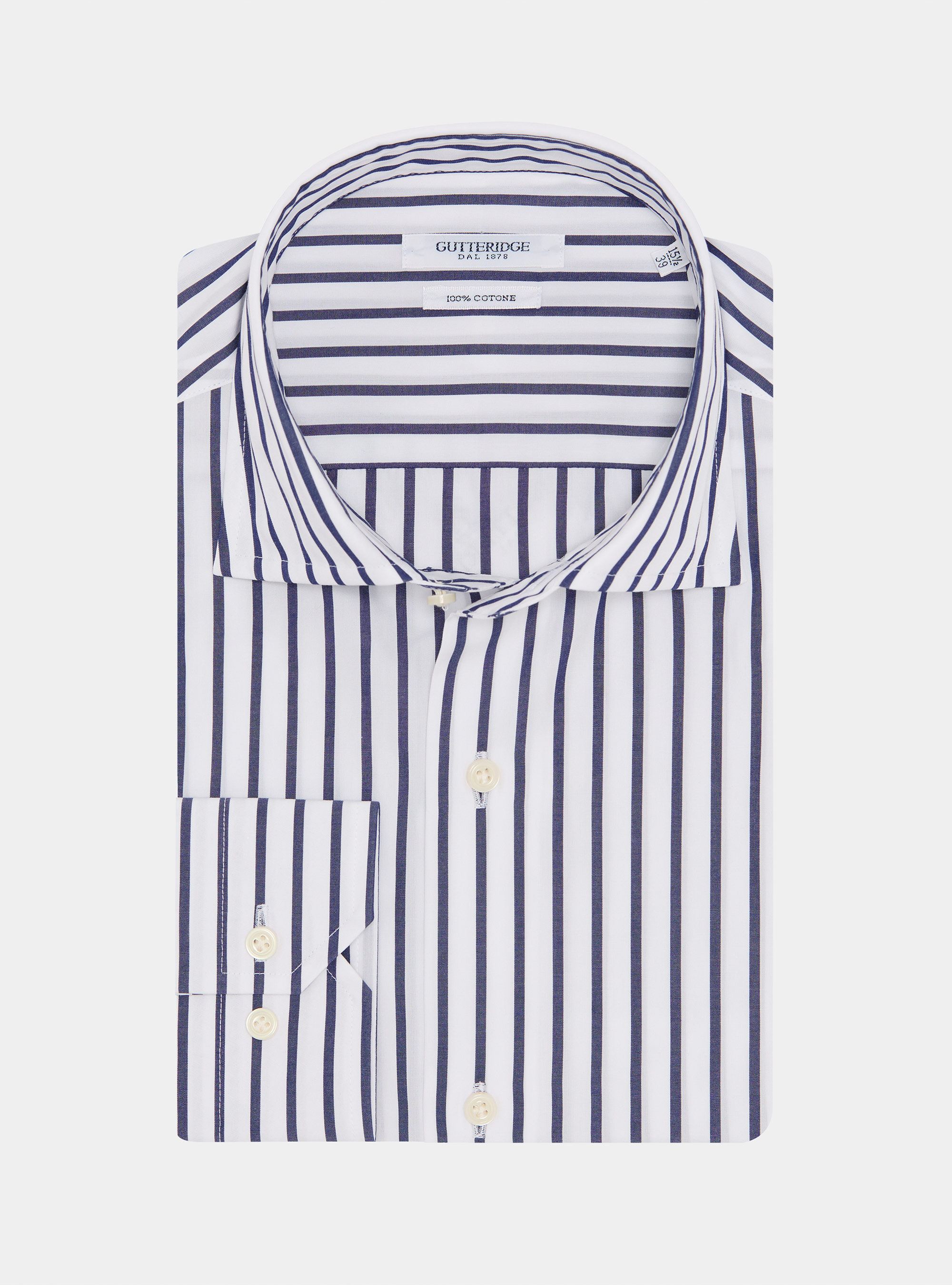 Camicia rigata in popeline di cotone, BIANCO