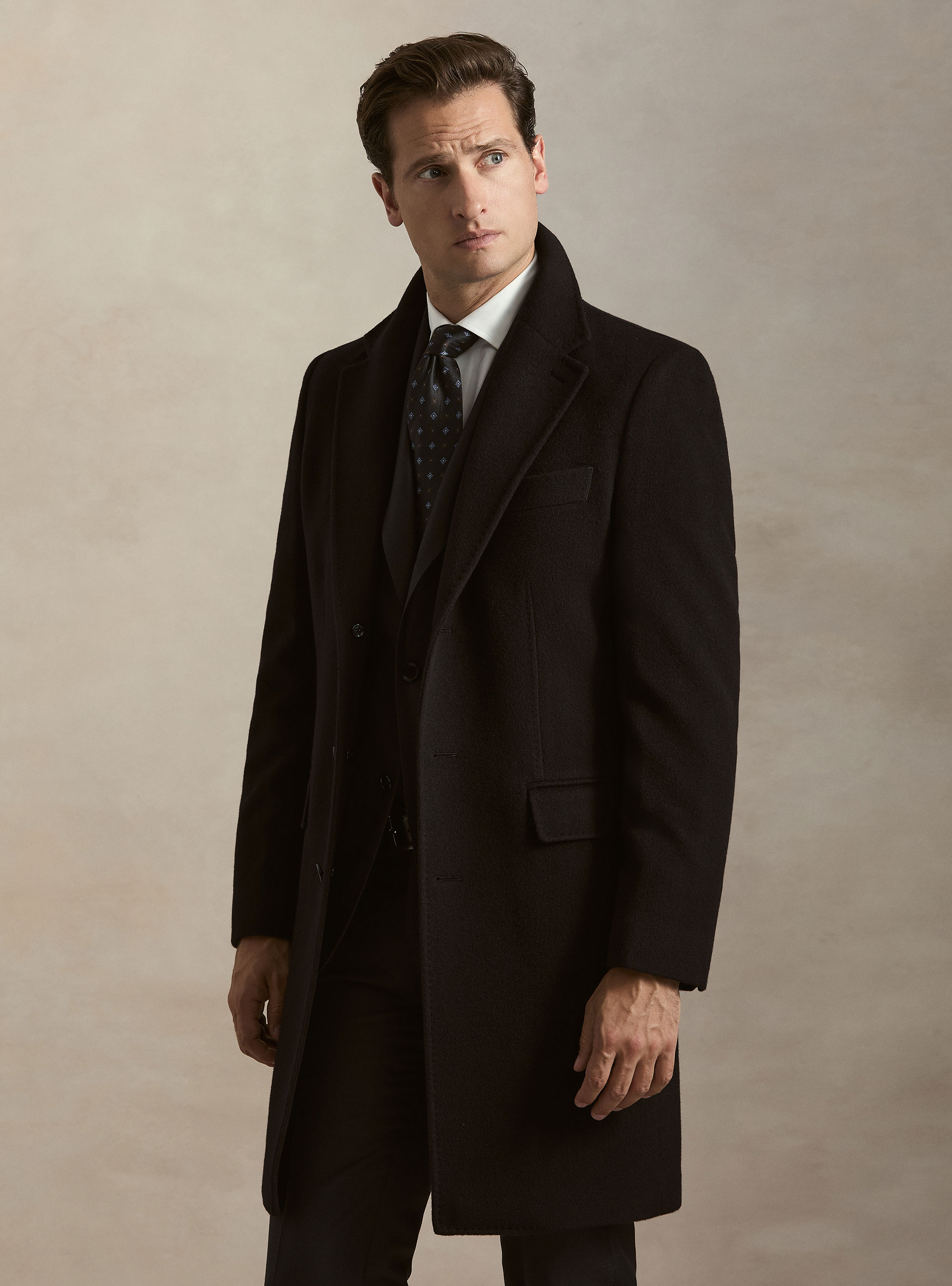 Cappotto monopetto in cashmere, BLU NAVY