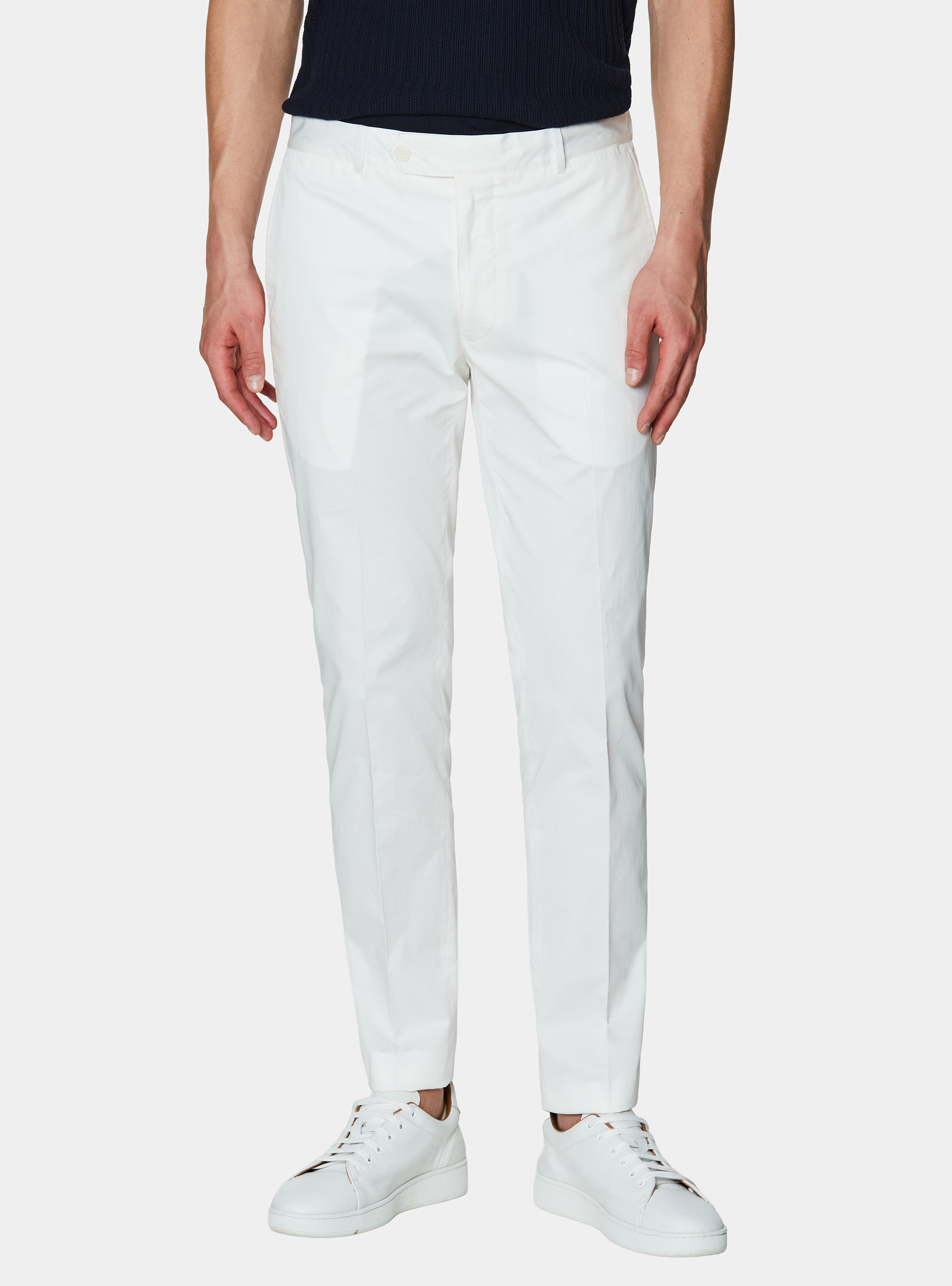 Pantaloni chino in twill leggero, BIANCO