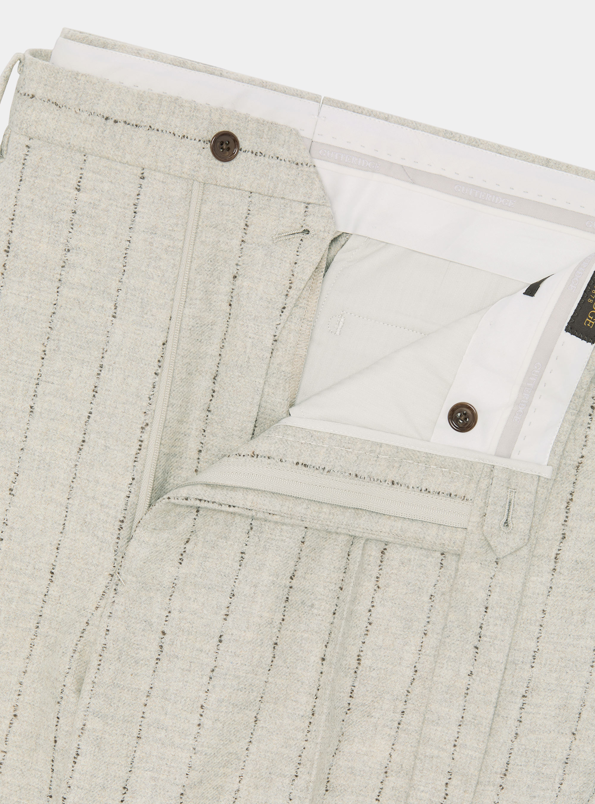 Pantaloni per abito gessato in lana cashmere, ECRU