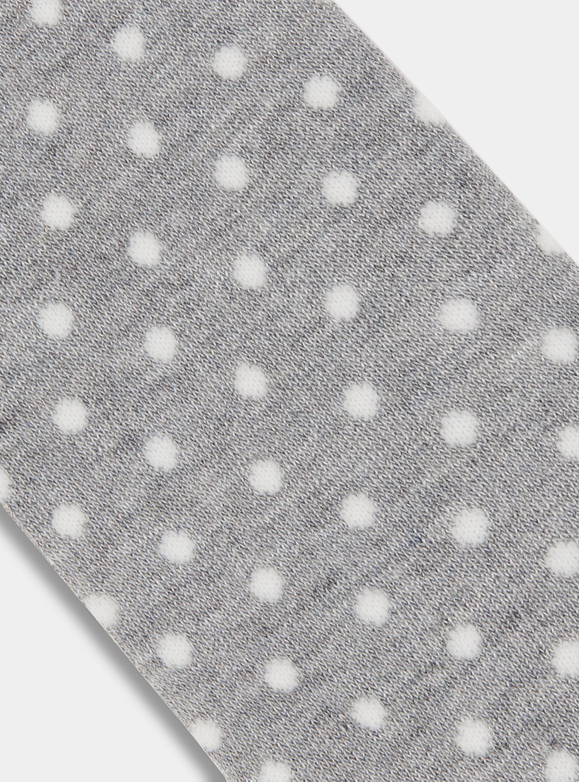 Calza lunga a pois e righe con ricamo, GRIGIO MELANGE 0151C