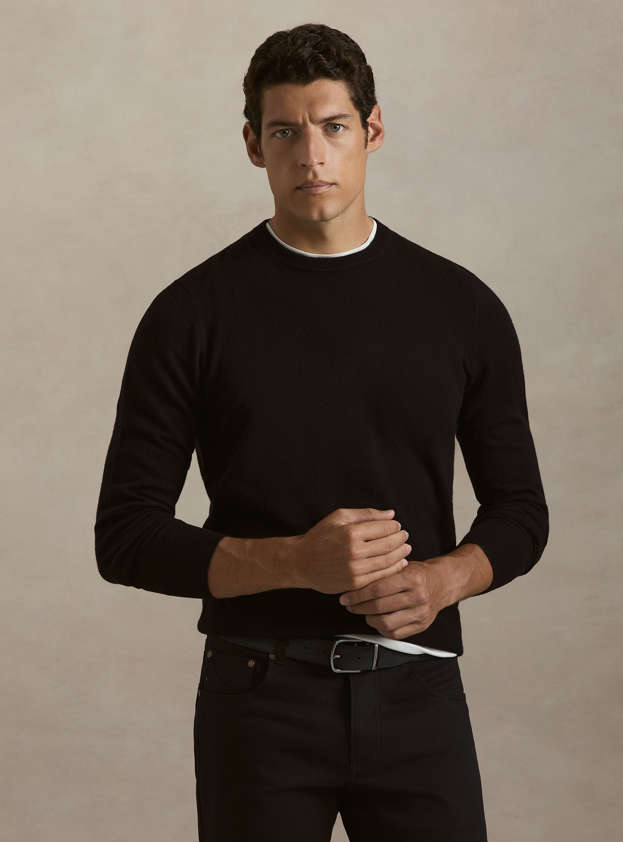 Girocollo in maglia in lana e cashmere, BLU NAVY