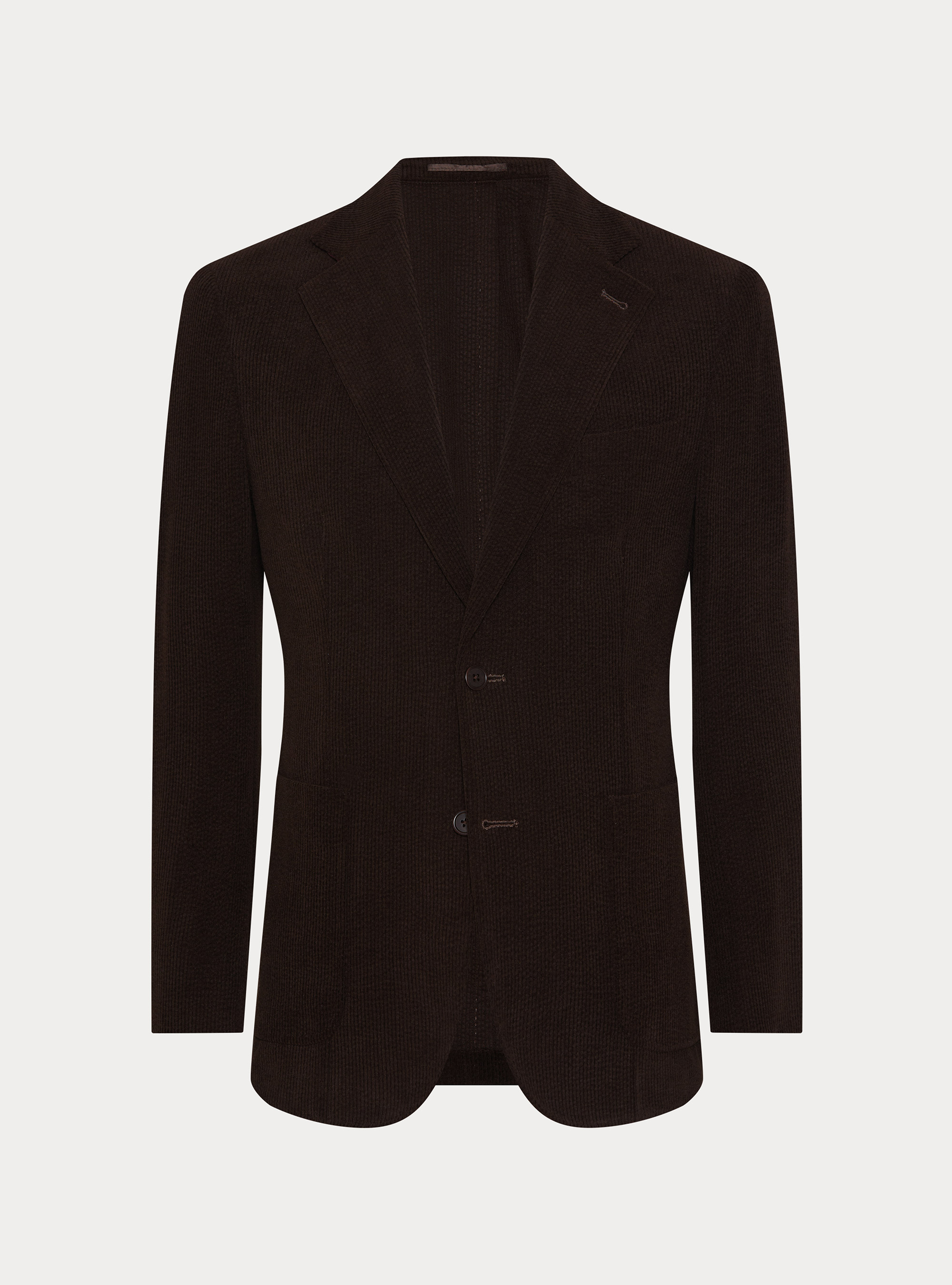 Giacca monopetto in velluto elastico, MARRONE