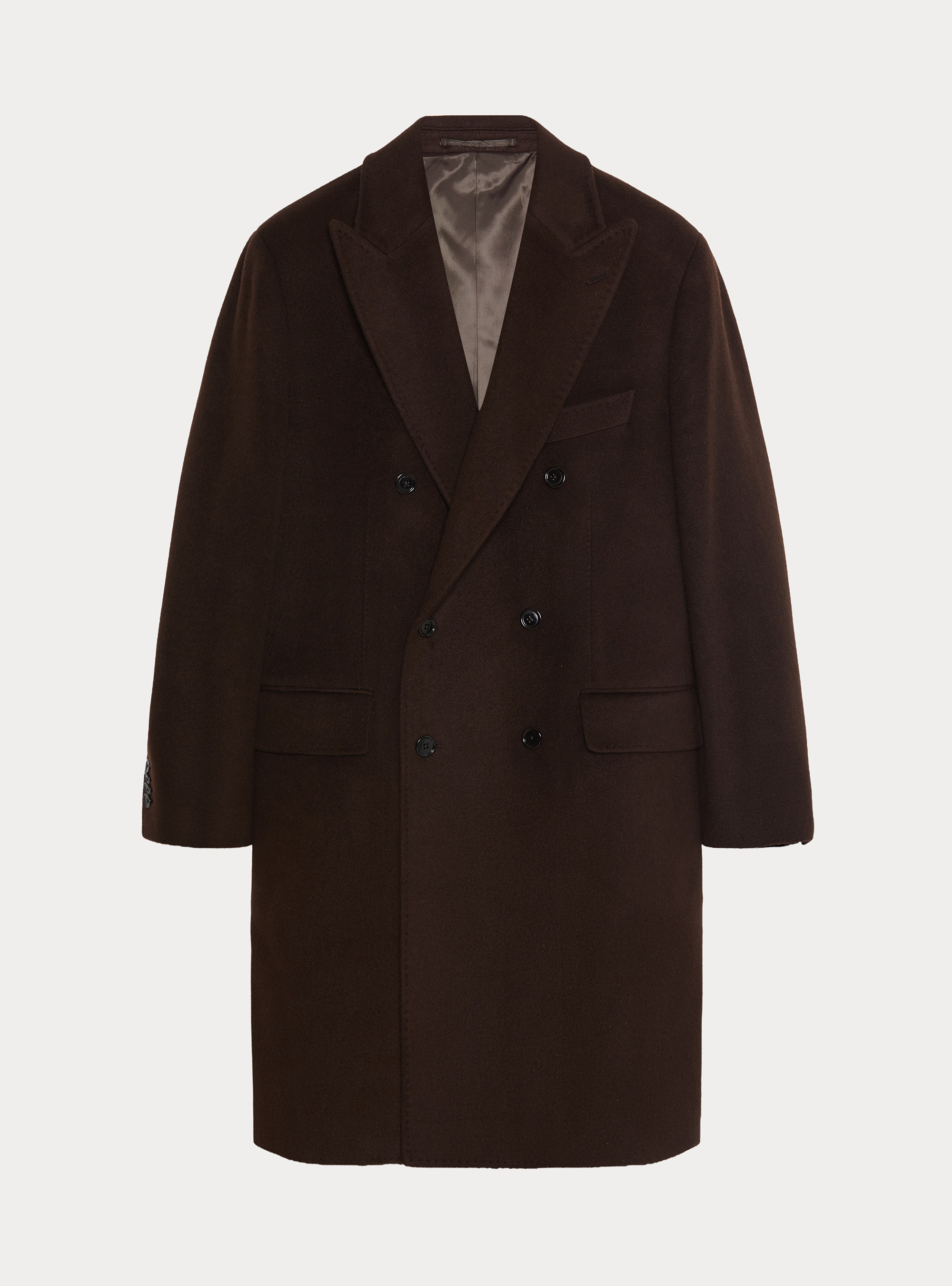 Cappotto doppiopetto in cashmere, MARRONE