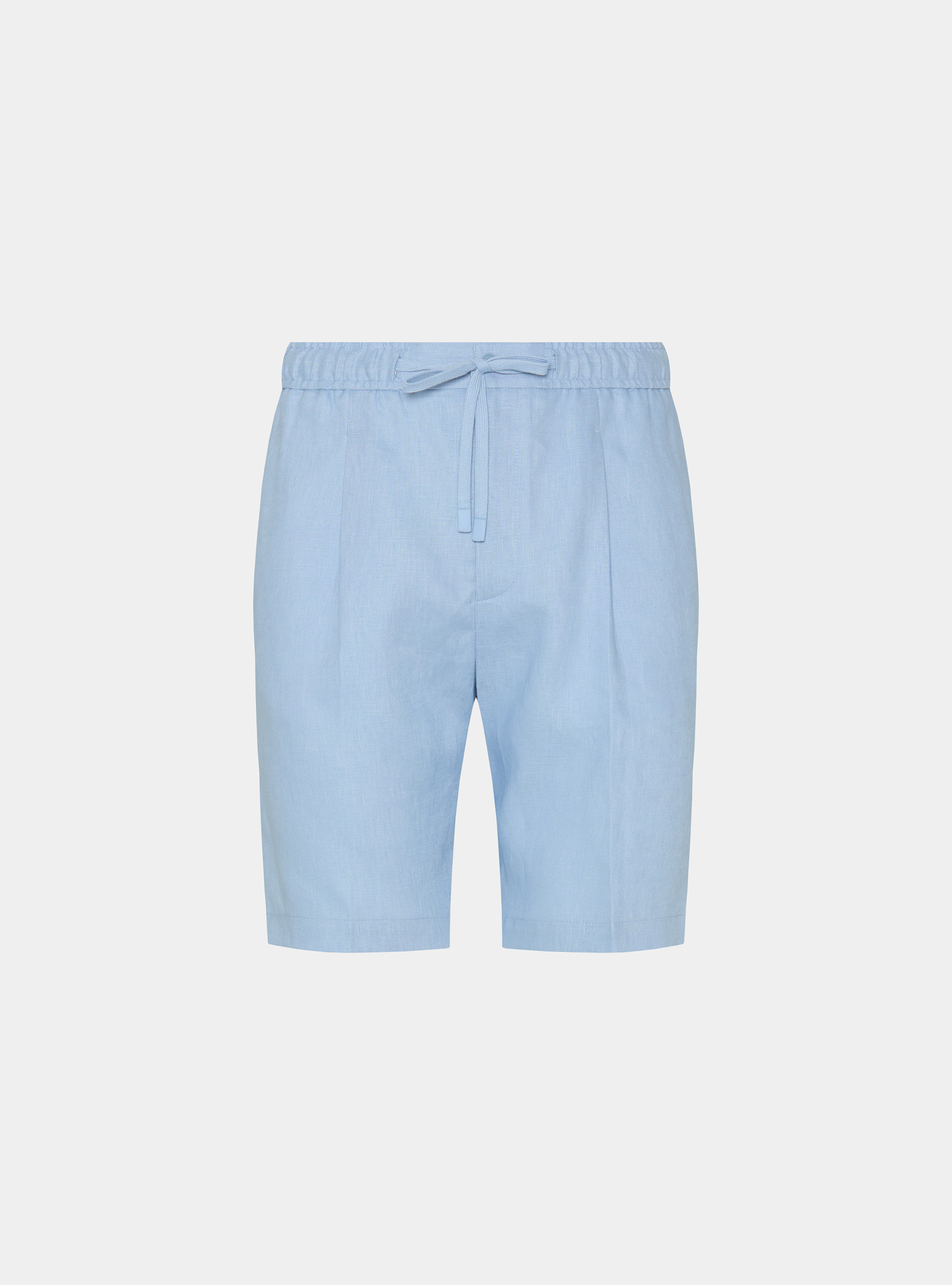 Bermuda in lino con coulisse, 0266C AZZURRO