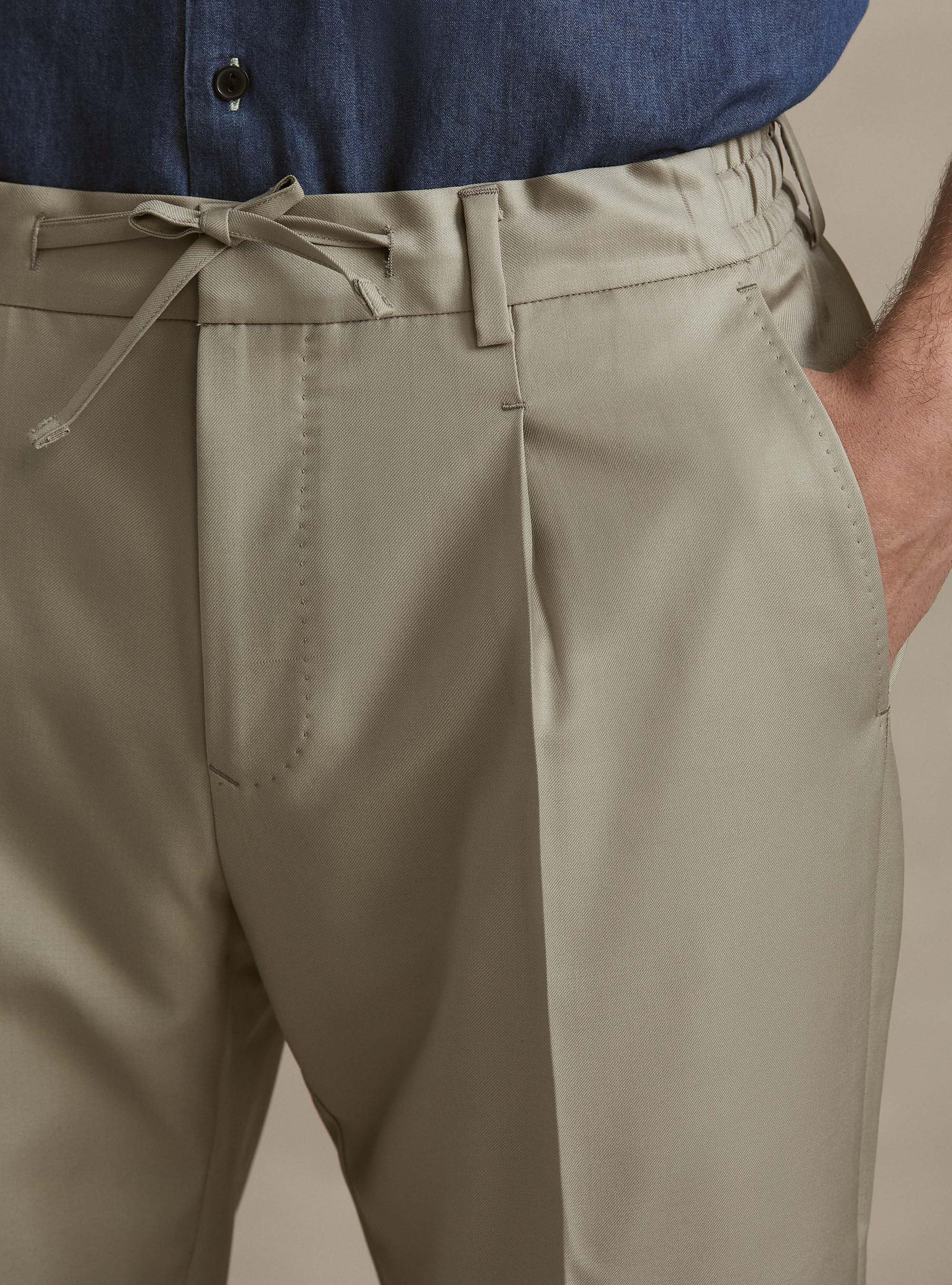 Pantaloni con coulisse in lana Vitale Barberis Canonico, SABBIA 0591C