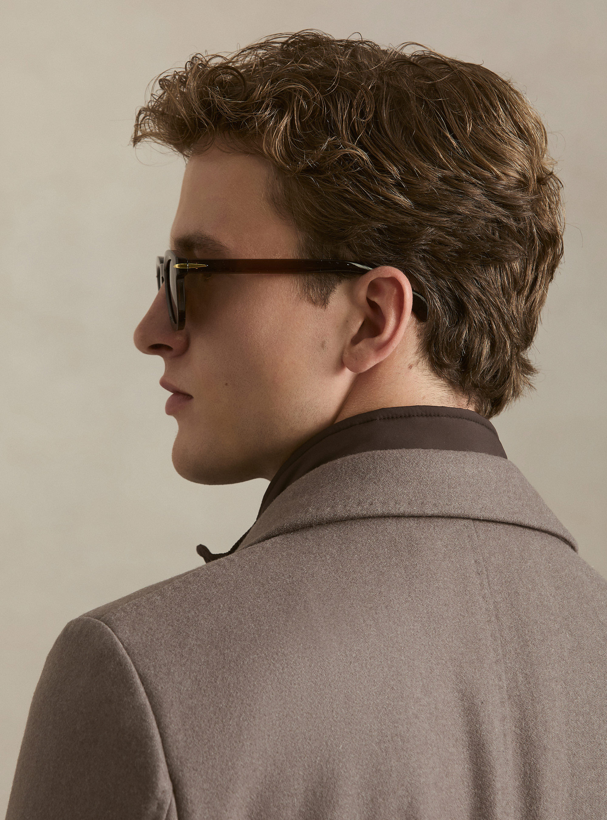 Cappotto in misto lana con pettorina, FANGO 0555C